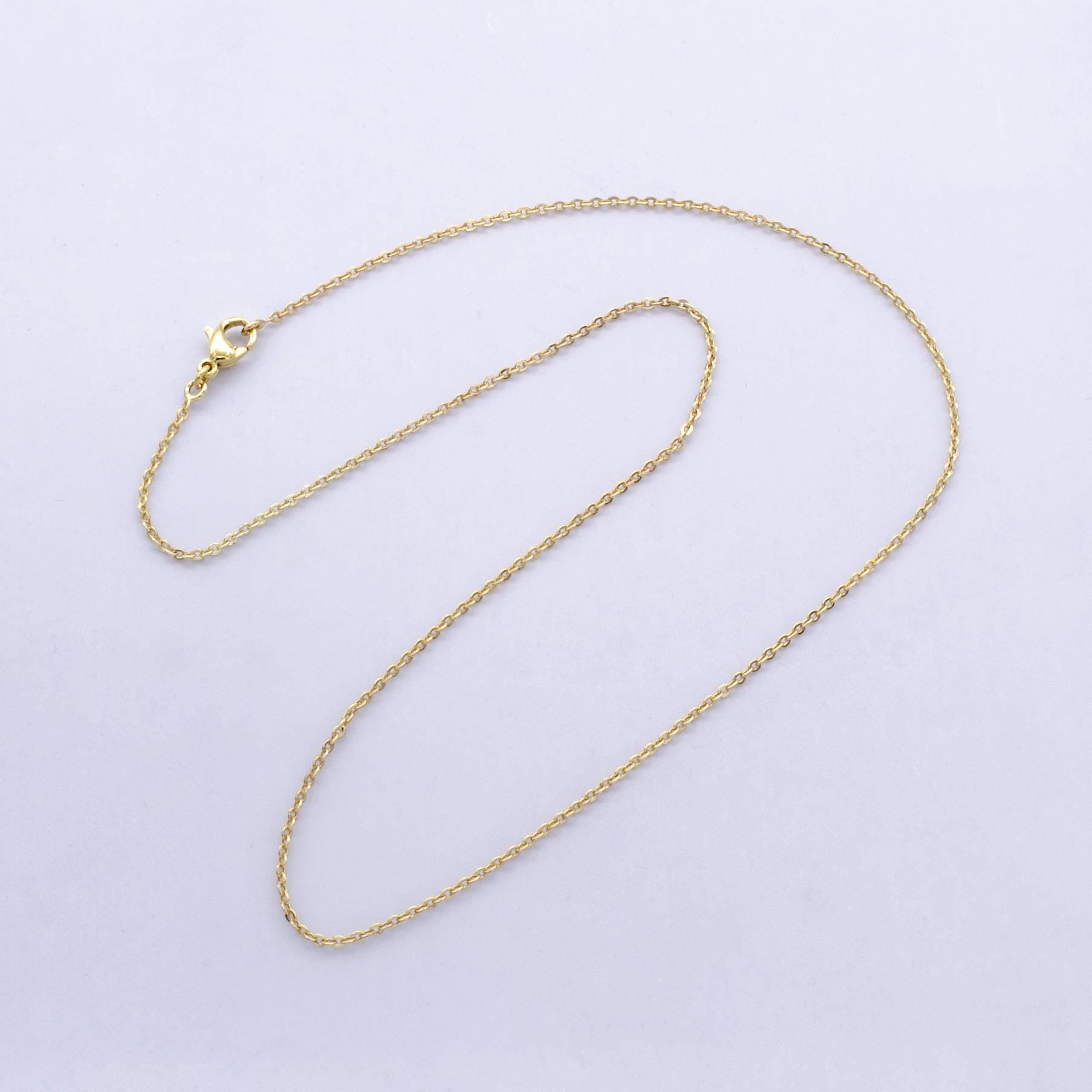 Gold stainless steel 1mm cable chain 16 inch layering minimalist necklace with extender | wa-2417
