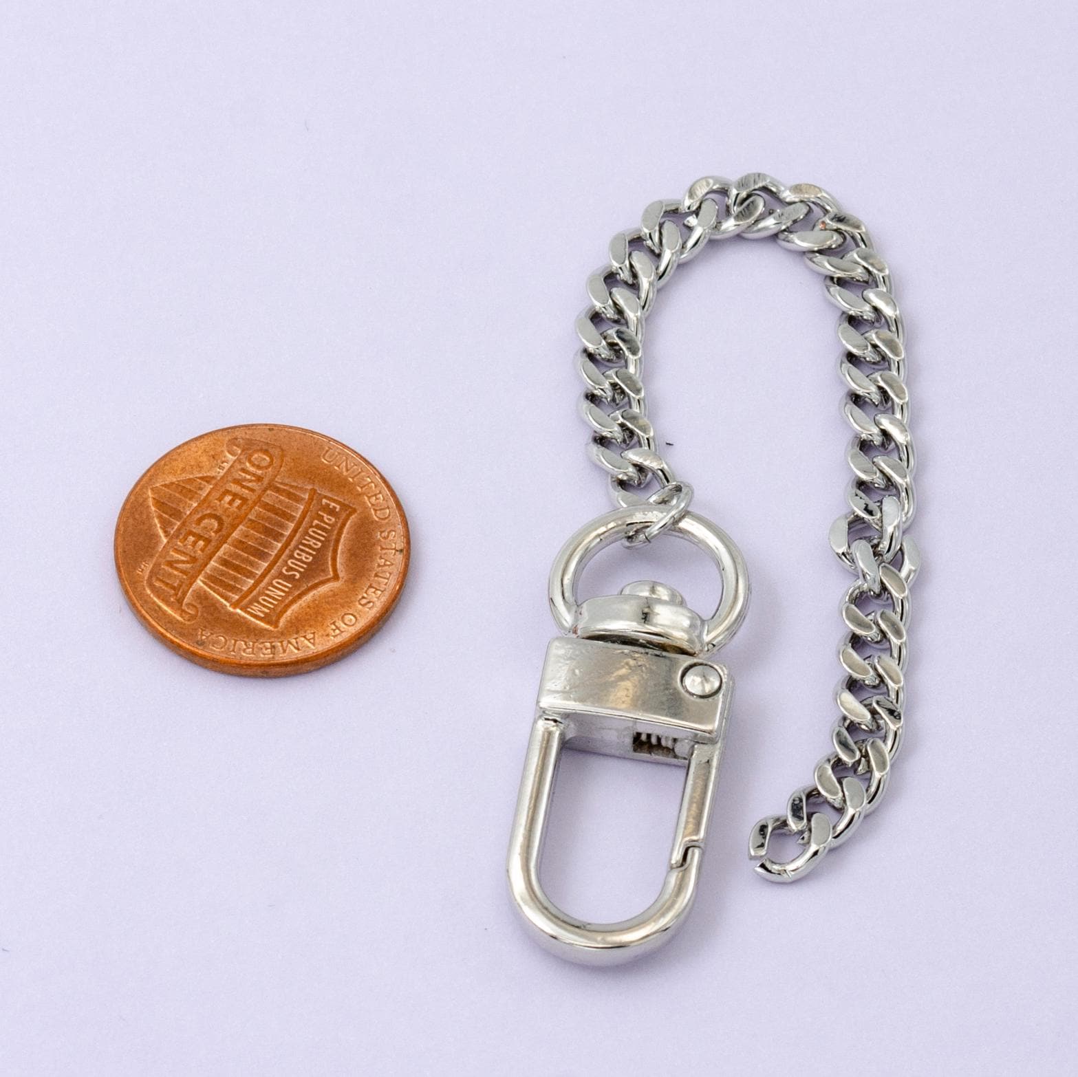 Silver Miami Cuban curb chain 5 inch for Bag Charm Supply DIY Supply for Purse Charm Jewelry Making WA-2745