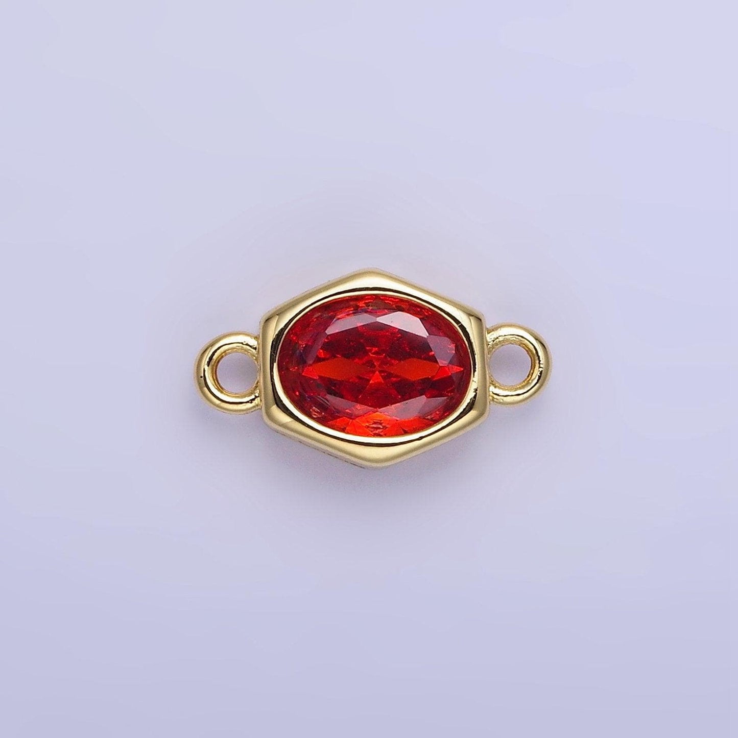 9mm abstract oval gold filled bezel cut charm connectors cubic zirconia bezel charm bracelet necklace supply cz birthstone connectors g414