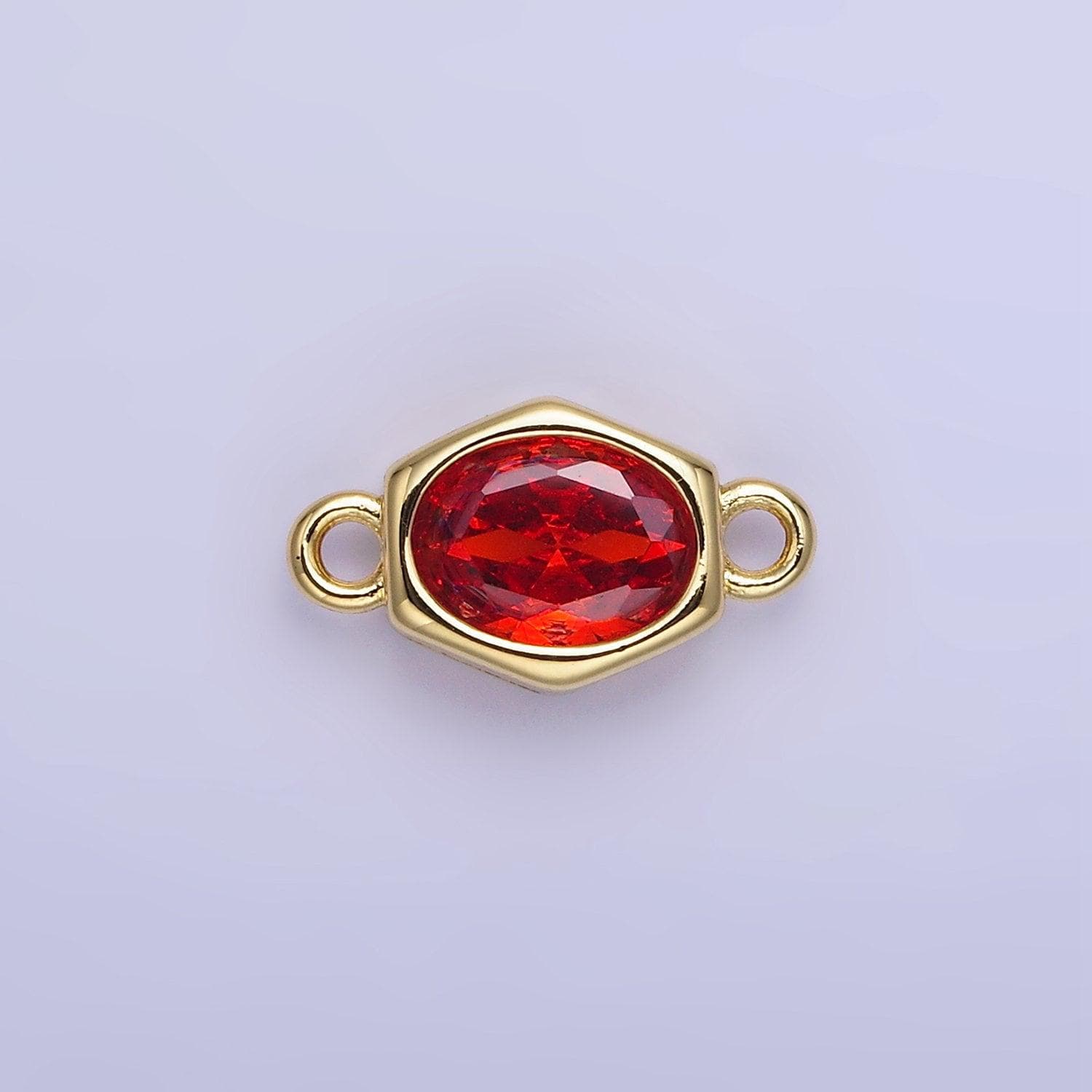 9mm abstract oval gold filled bezel cut charm connectors cubic zirconia bezel charm bracelet necklace supply cz birthstone connectors g414