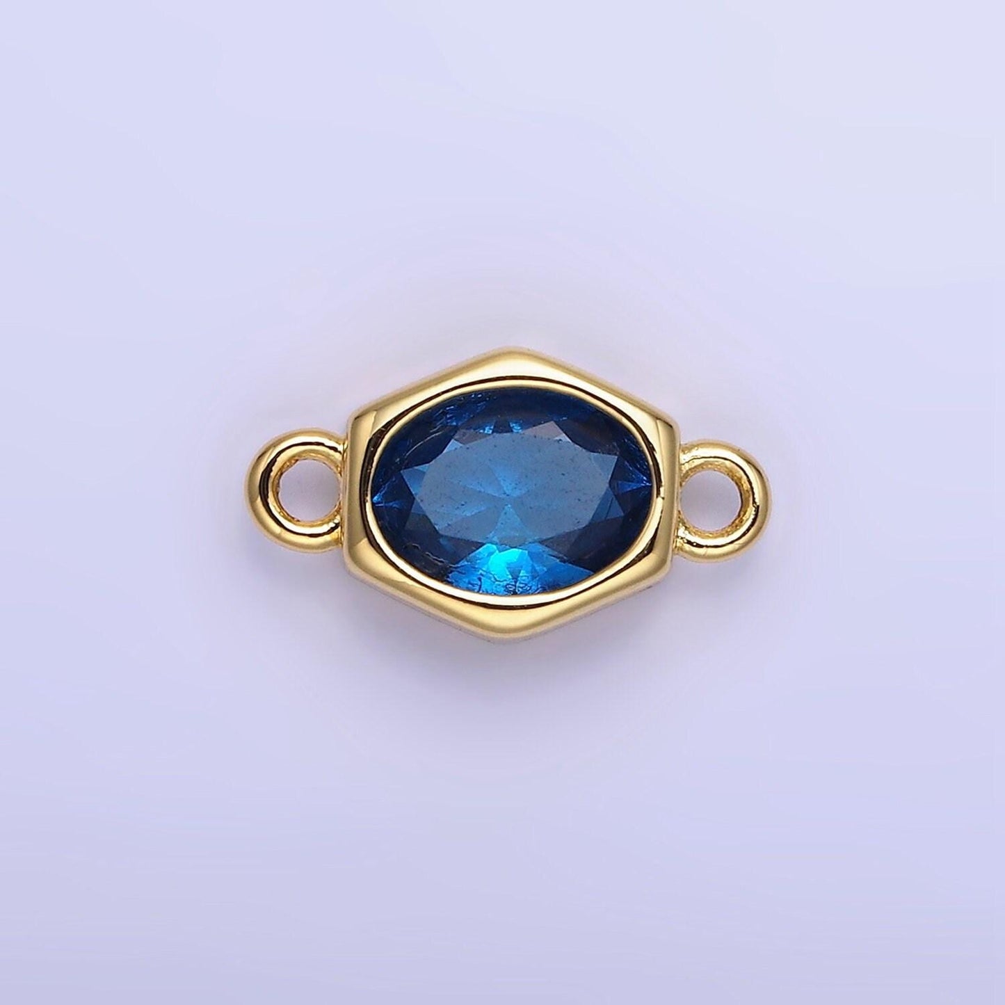 9mm abstract oval gold filled bezel cut charm connectors cubic zirconia bezel charm bracelet necklace supply cz birthstone connectors g414