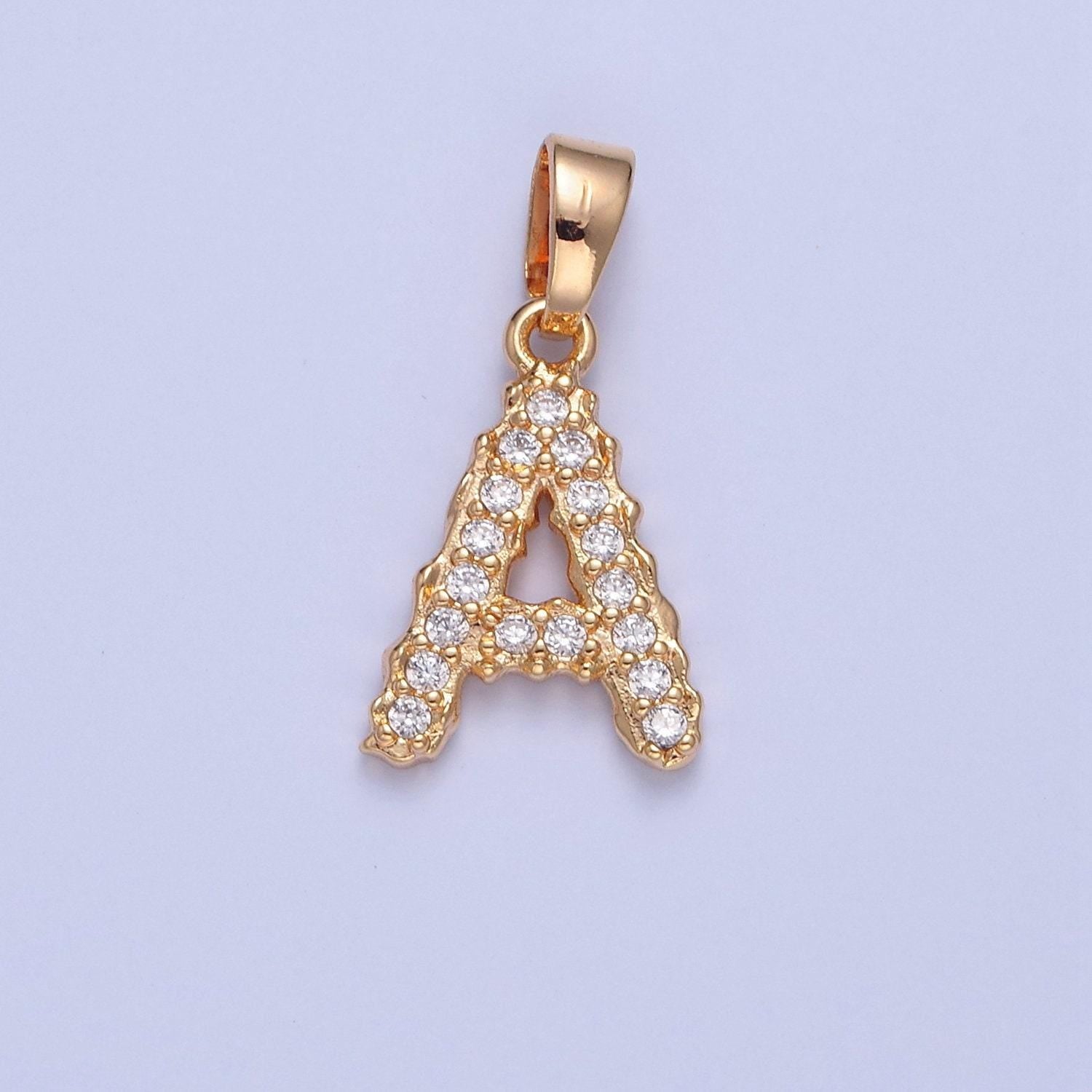 Dainty gold filled tiny micro pave cubic zirconia cz stones initial letter alphabet pendants for personalized jewelry | a849-a861