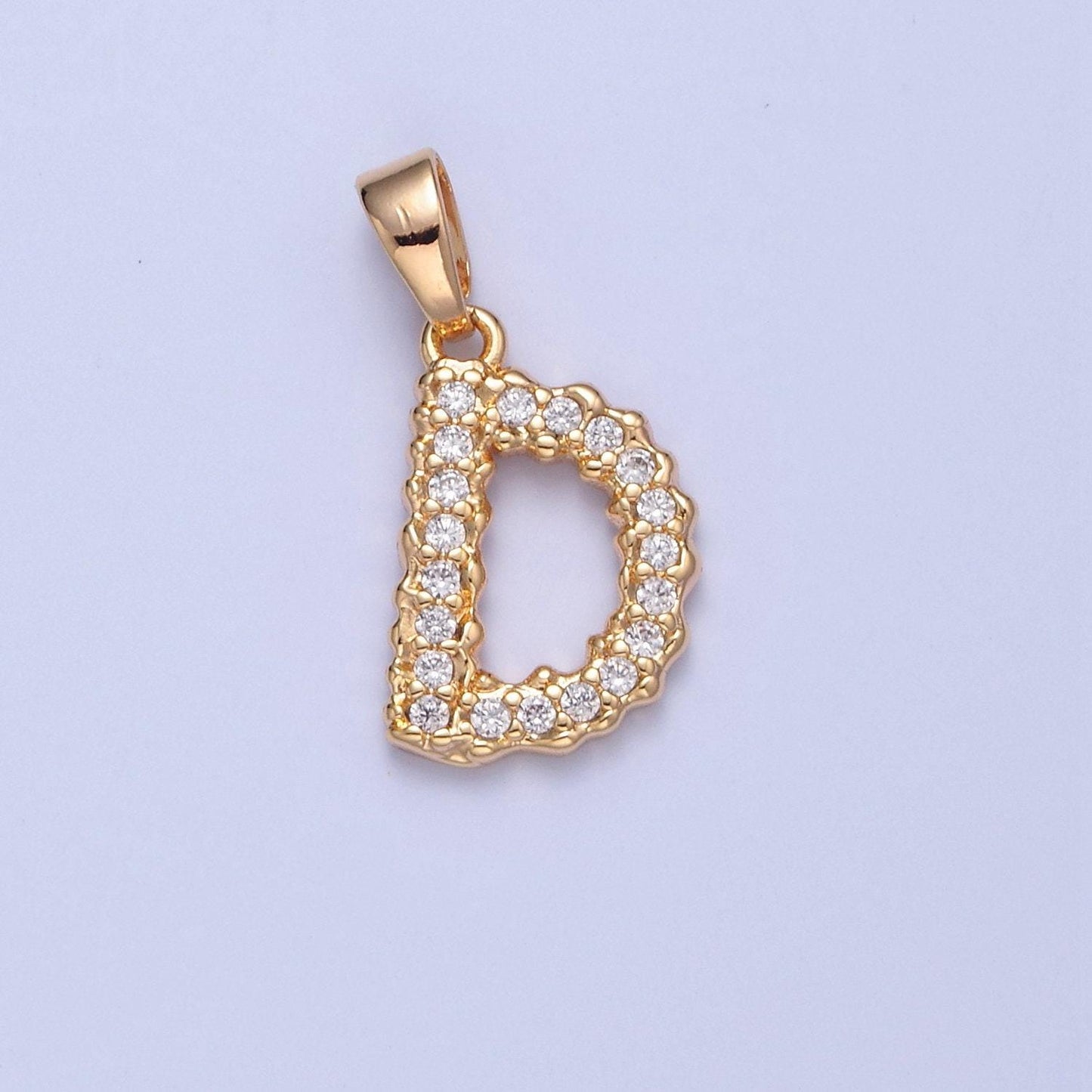 Dainty gold filled tiny micro pave cubic zirconia cz stones initial letter alphabet pendants for personalized jewelry | a849-a861