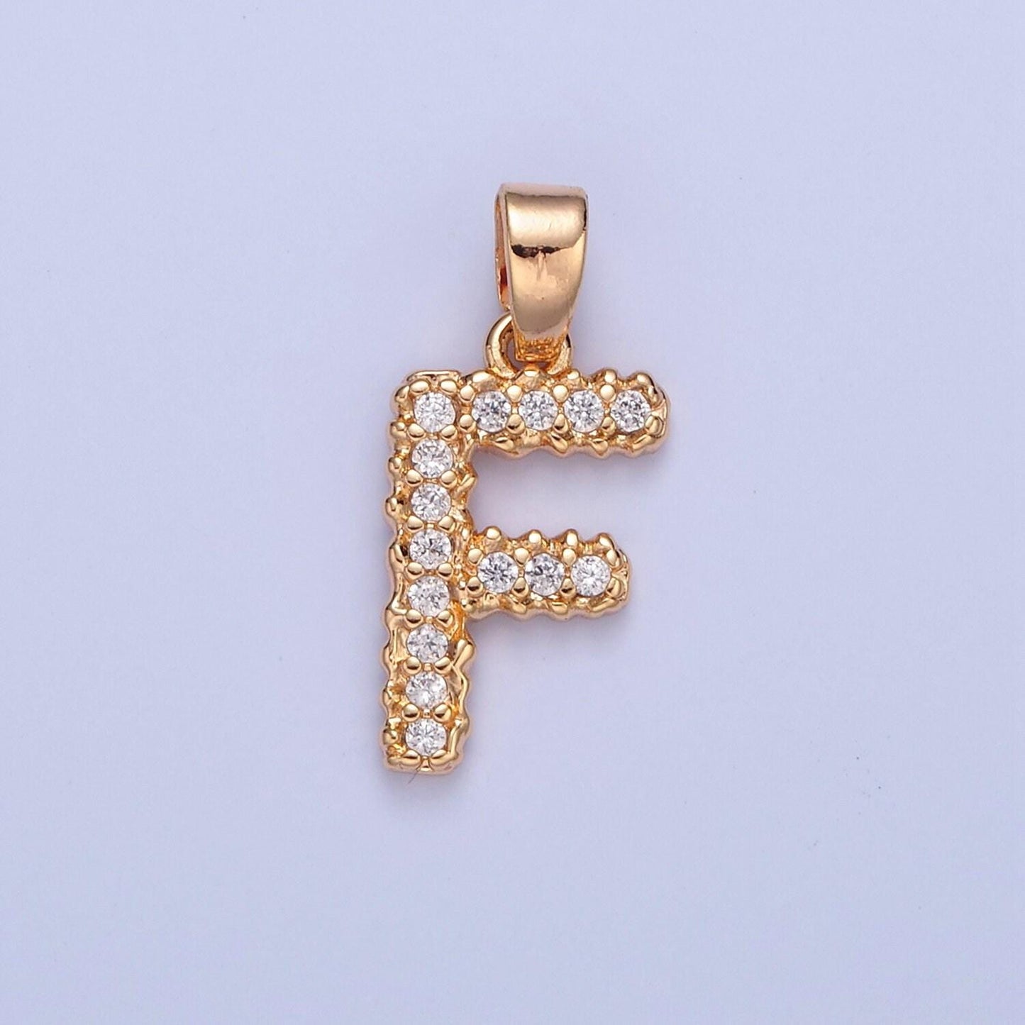 Dainty gold filled tiny micro pave cubic zirconia cz stones initial letter alphabet pendants for personalized jewelry | a849-a861