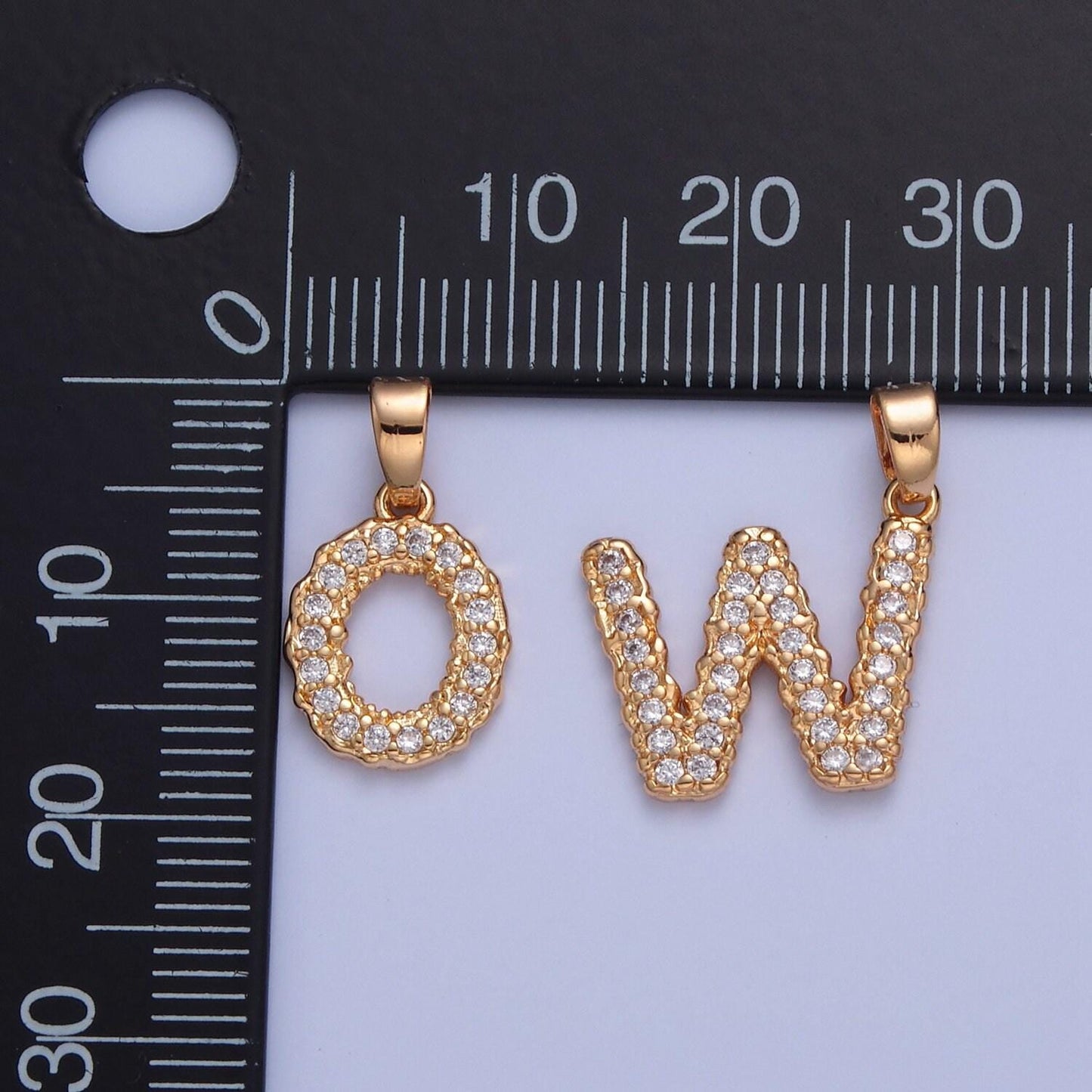 Dainty gold filled tiny micro pave cubic zirconia cz stones initial letter alphabet pendants for personalized jewelry | a849-a861