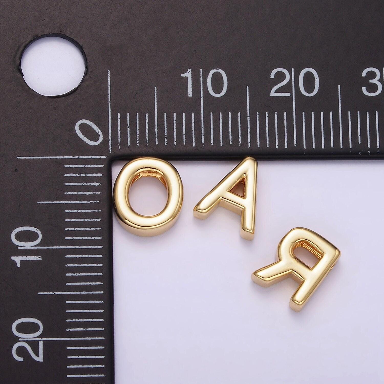 Gold upper case alphabet beads, bead a-z 1x for jewelry making | zz-a1487-1499