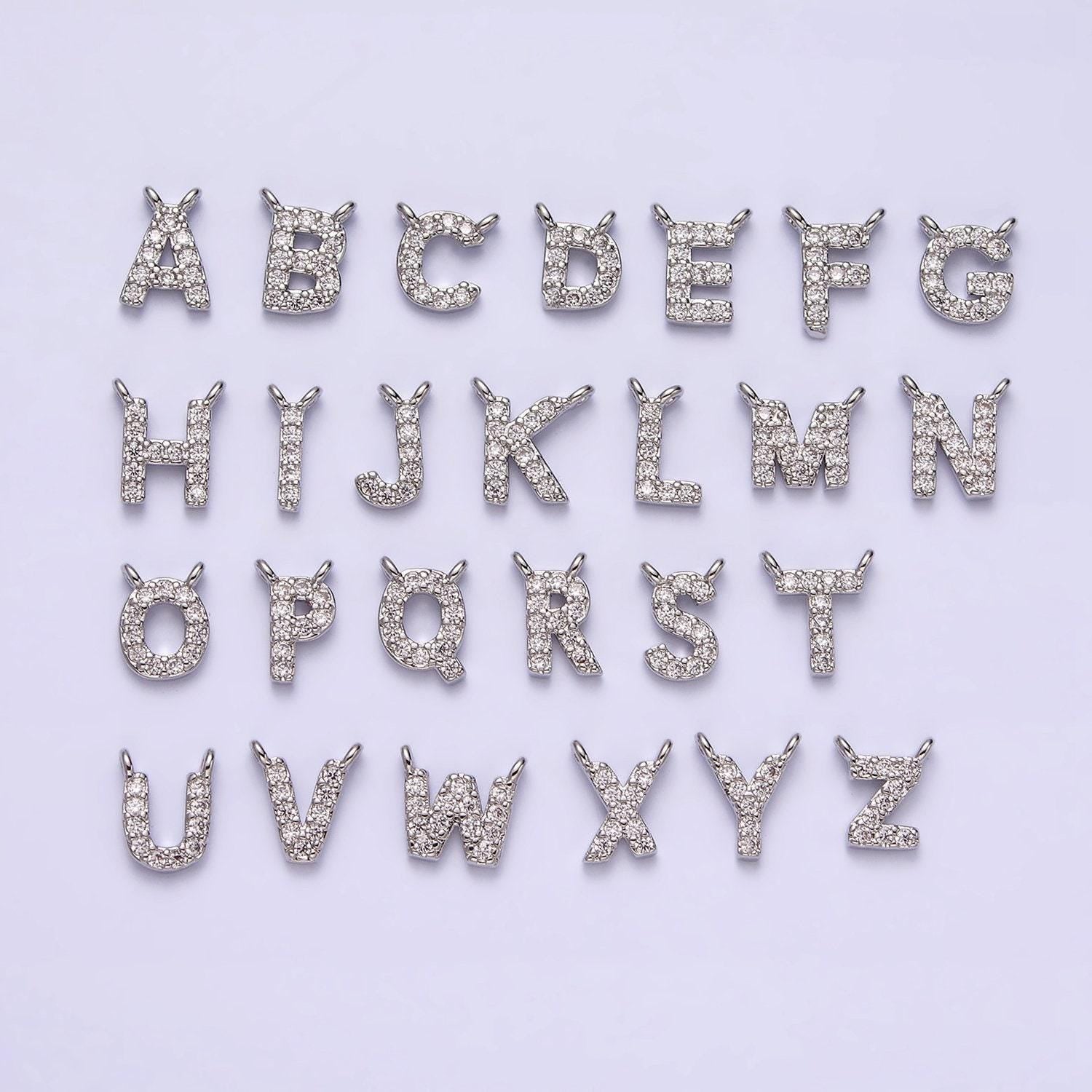 Cubic silver initial connectors, alphabet pendant, capital letter, personalized cz letter name charm pendant for necklace bracelet