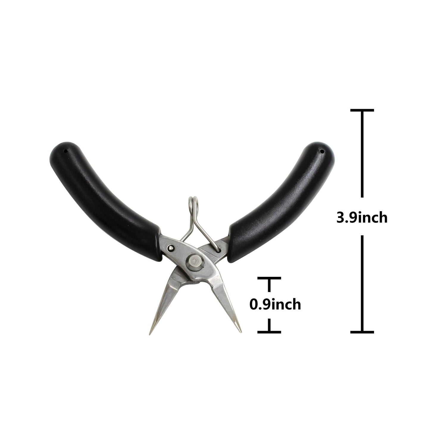 Basic flat nose pliers, jewelry making tools black ergonomic grip handles return leaf spring sp-001