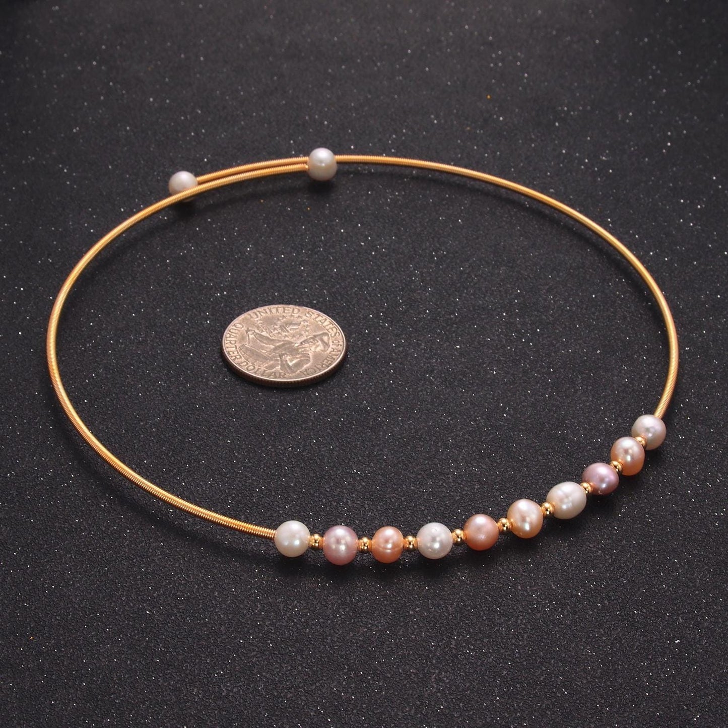 Dainty gold collar Pearl necklace silver choker necklace minimalist jewelry wire choker necklace adjustable wa-2730