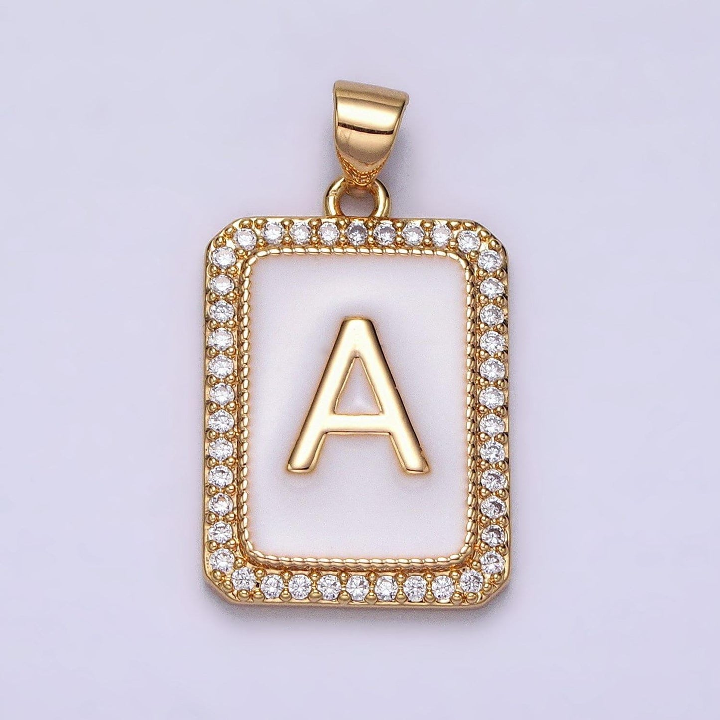 16k gold filled initial tag letter charm alphabet letter enamel micro pave tile charm pendant for necklace jewelry making a482-a494