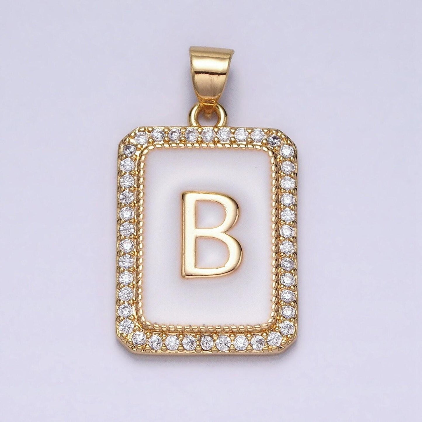 16k gold filled initial tag letter charm alphabet letter enamel micro pave tile charm pendant for necklace jewelry making a482-a494