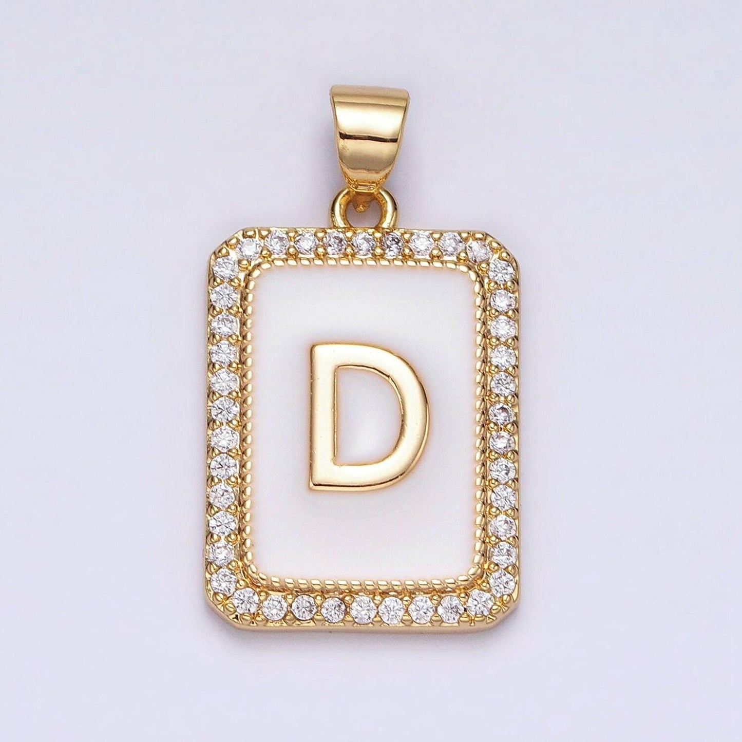 16k gold filled initial tag letter charm alphabet letter enamel micro pave tile charm pendant for necklace jewelry making a482-a494