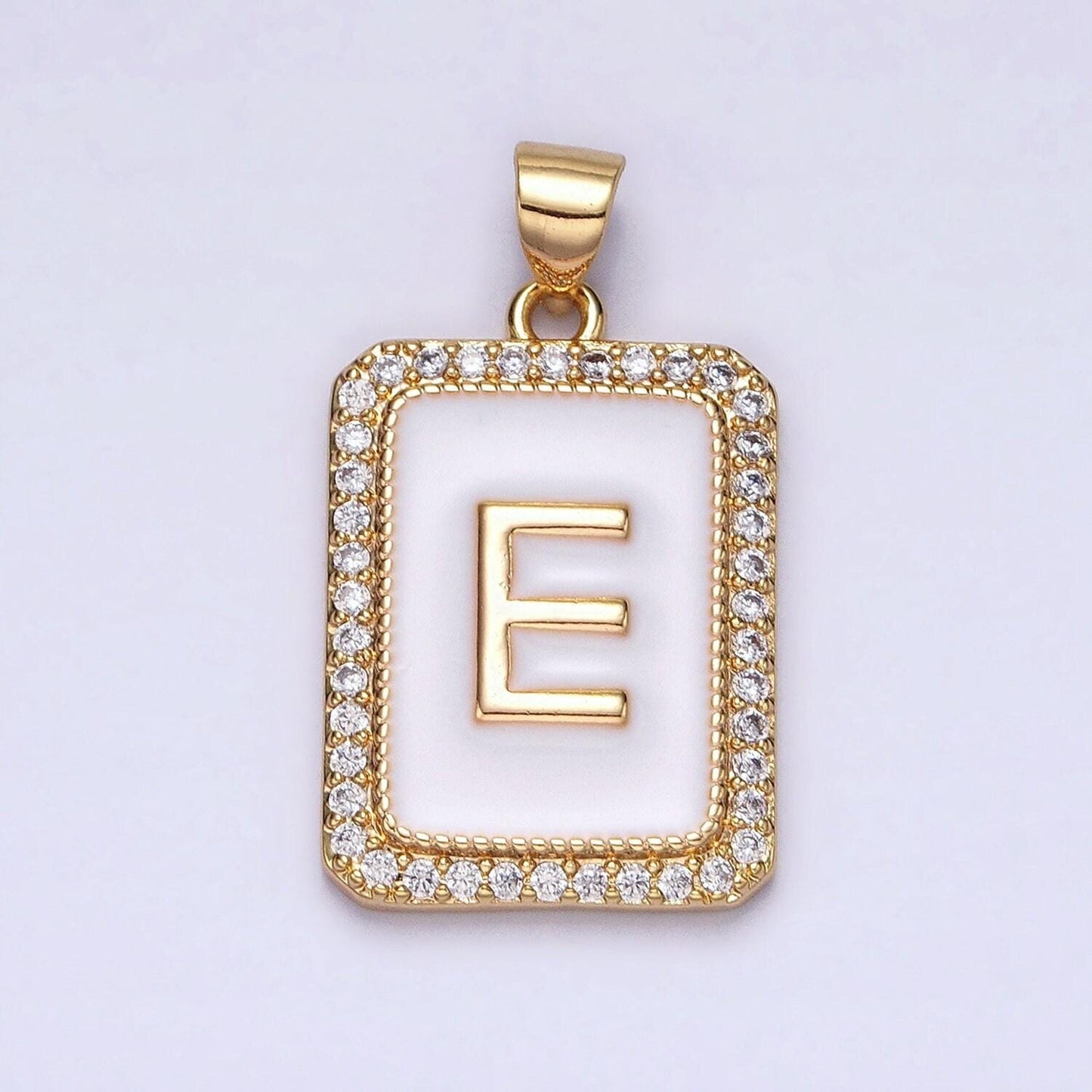 16k gold filled initial tag letter charm alphabet letter enamel micro pave tile charm pendant for necklace jewelry making a482-a494
