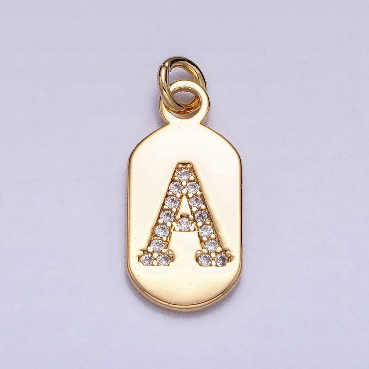 Initial tag charm small dog tag charm necklace bracelet dainty name tag rectangle tag pendant alphabet personalized gift for her a070-082