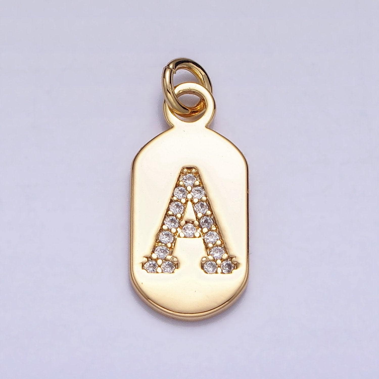 Initial tag charm small dog tag charm necklace bracelet dainty name tag rectangle tag pendant alphabet personalized gift for her a070-082