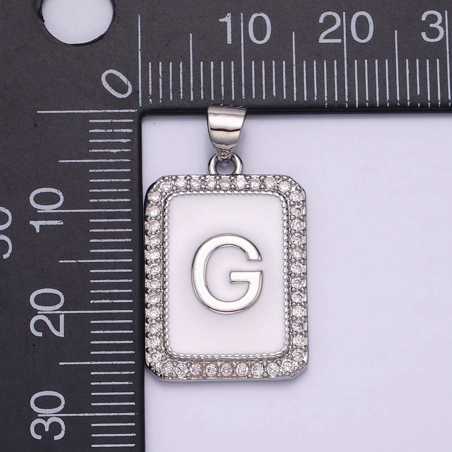 16k gold filled initial tag letter charm alphabet letter enamel micro pave tile charm pendant for necklace jewelry making a482-a494