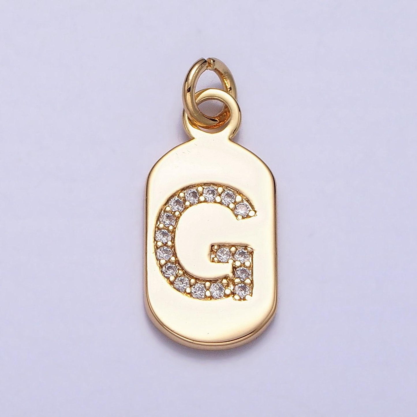 Initial tag charm small dog tag charm necklace bracelet dainty name tag rectangle tag pendant alphabet personalized gift for her a070-082