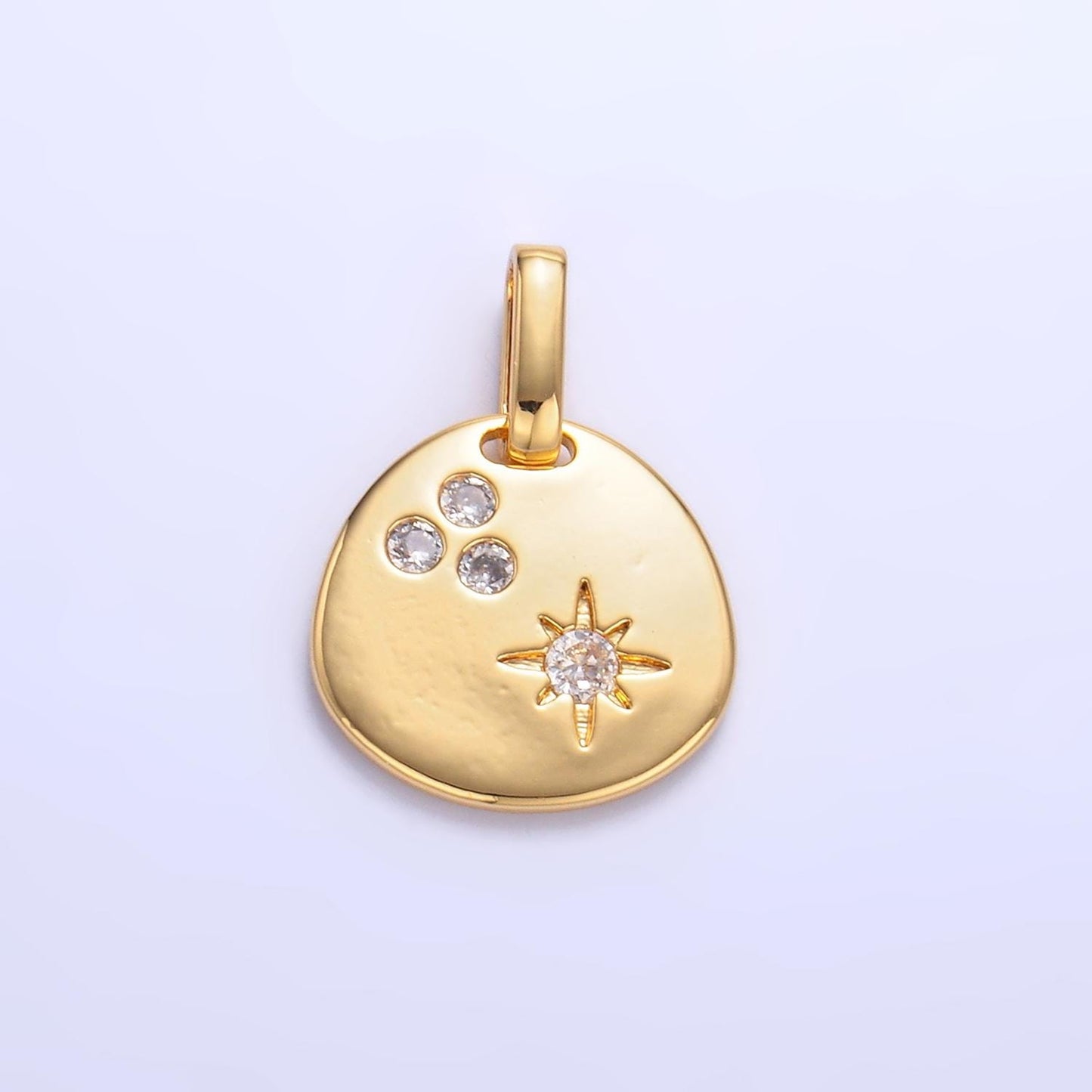 Dainty Gold Filled Coin Charm with Cubic Star CZ Pendant Celestial Jewelry AA1084