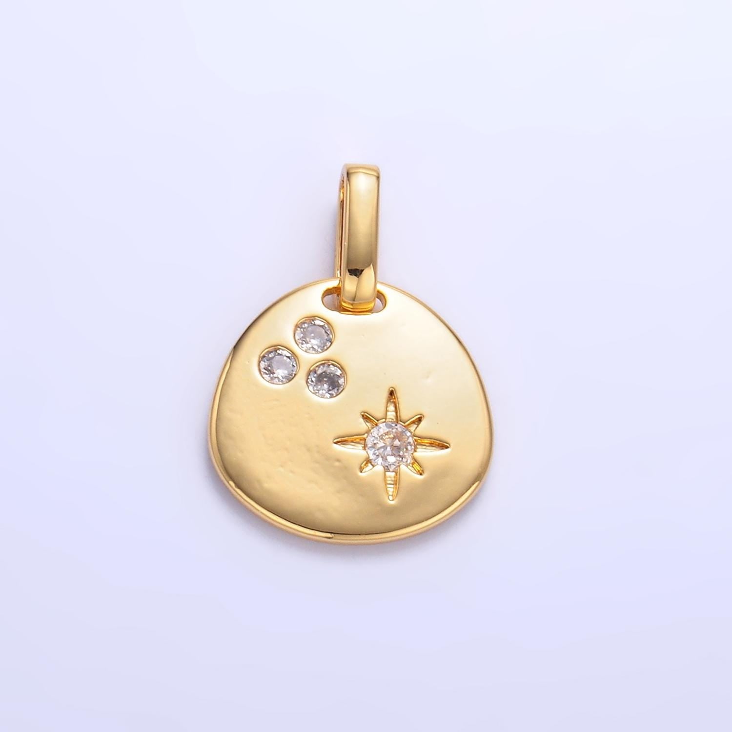 Dainty Gold Filled Coin Charm with Cubic Star CZ Pendant Celestial Jewelry AA1084