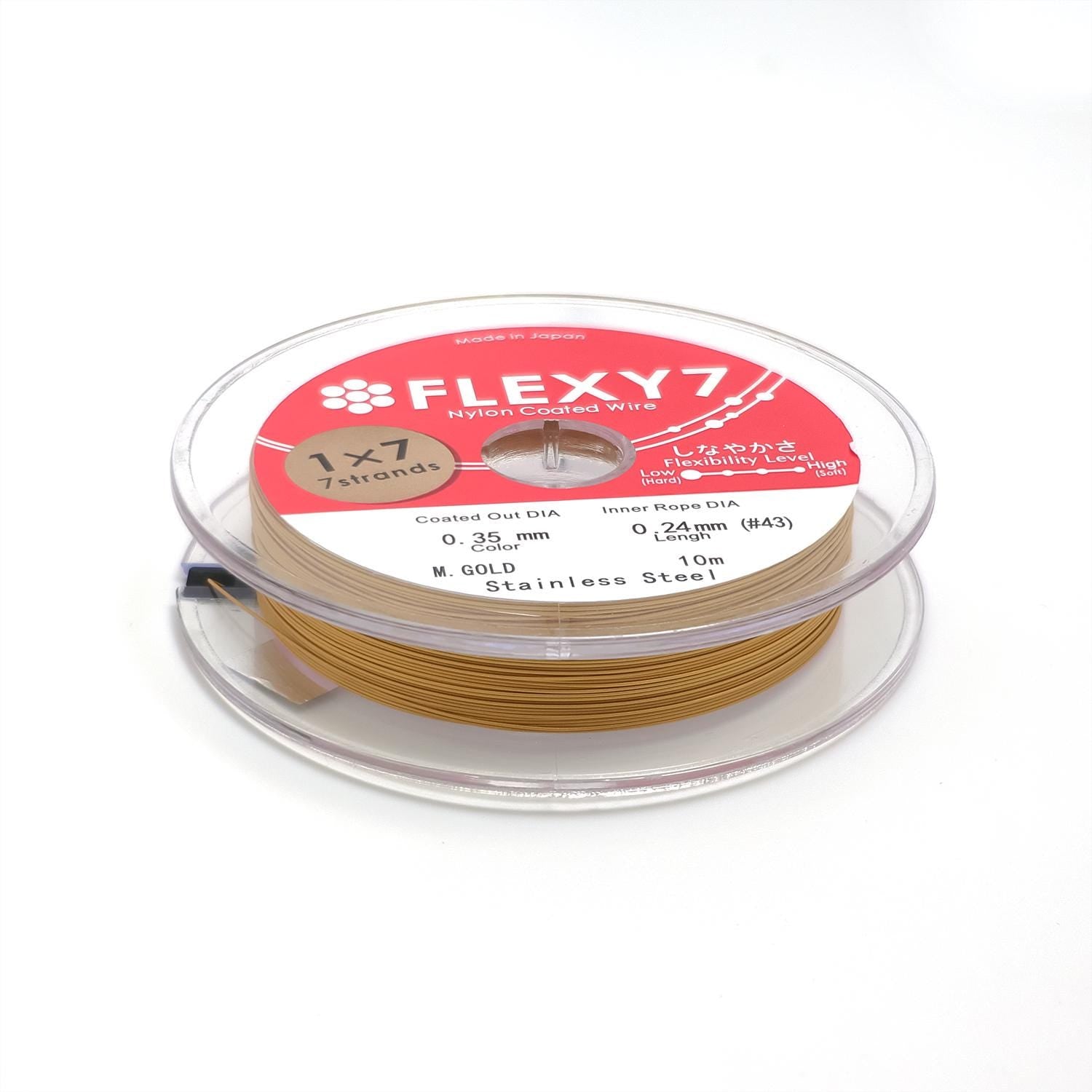 10 meter High Quality 0.25, 0.3, 0.35, 0.4, 0.45mm Gold Silver Nylon Coated Stainless Steel Wire made in Japan for String Beads Pearl SP-014