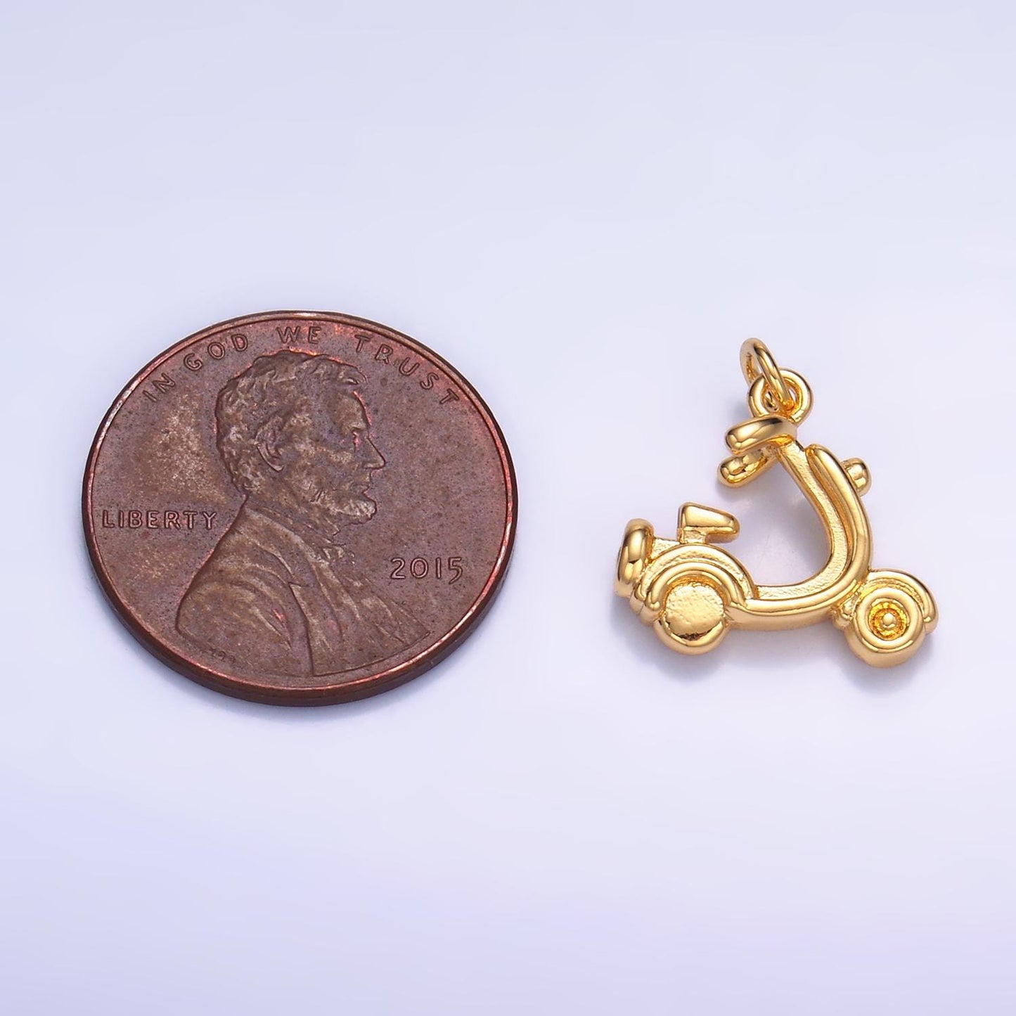 24K Gold Filled Motor Scooter Charm 13x14mm Charm Mopped Charm Bracelet Necklace Pendant Minimalist Charms W315