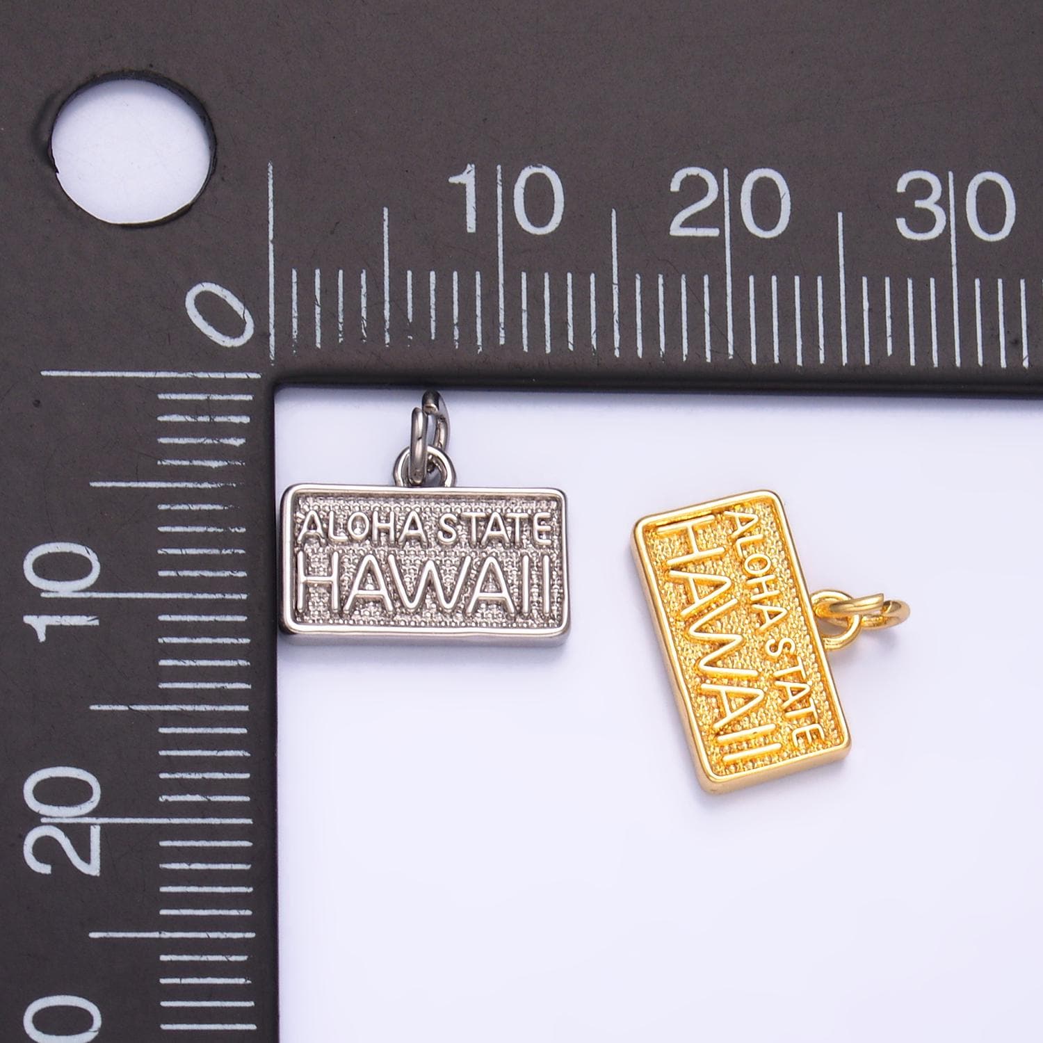 Dainty Gold Filled Aloha State Hawaii Charm for Bracelet Necklace Girl Dangle Charm Travel Charm Gift Idea License Plate Inspired W284