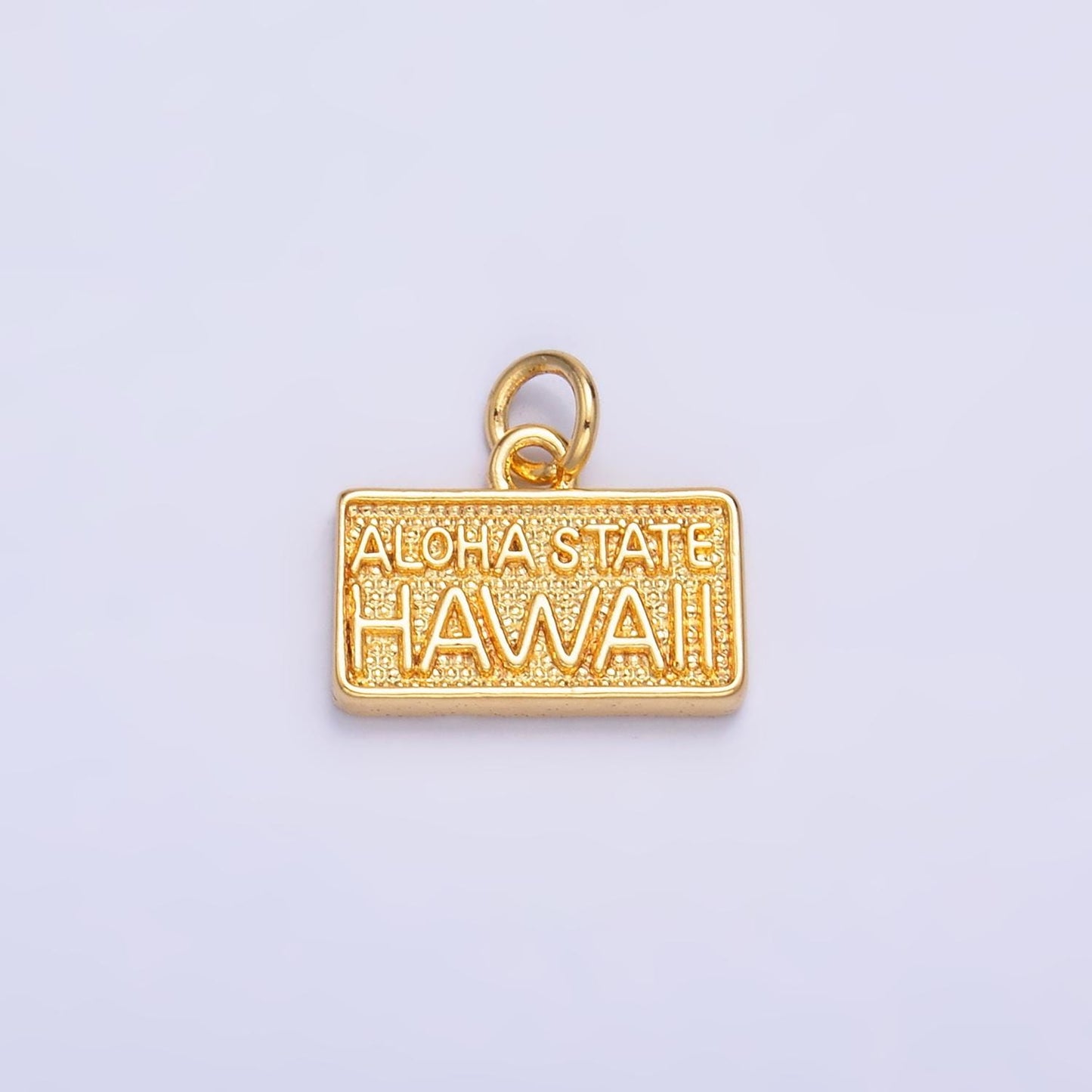 Dainty Gold Filled Aloha State Hawaii Charm for Bracelet Necklace Girl Dangle Charm Travel Charm Gift Idea License Plate Inspired W284
