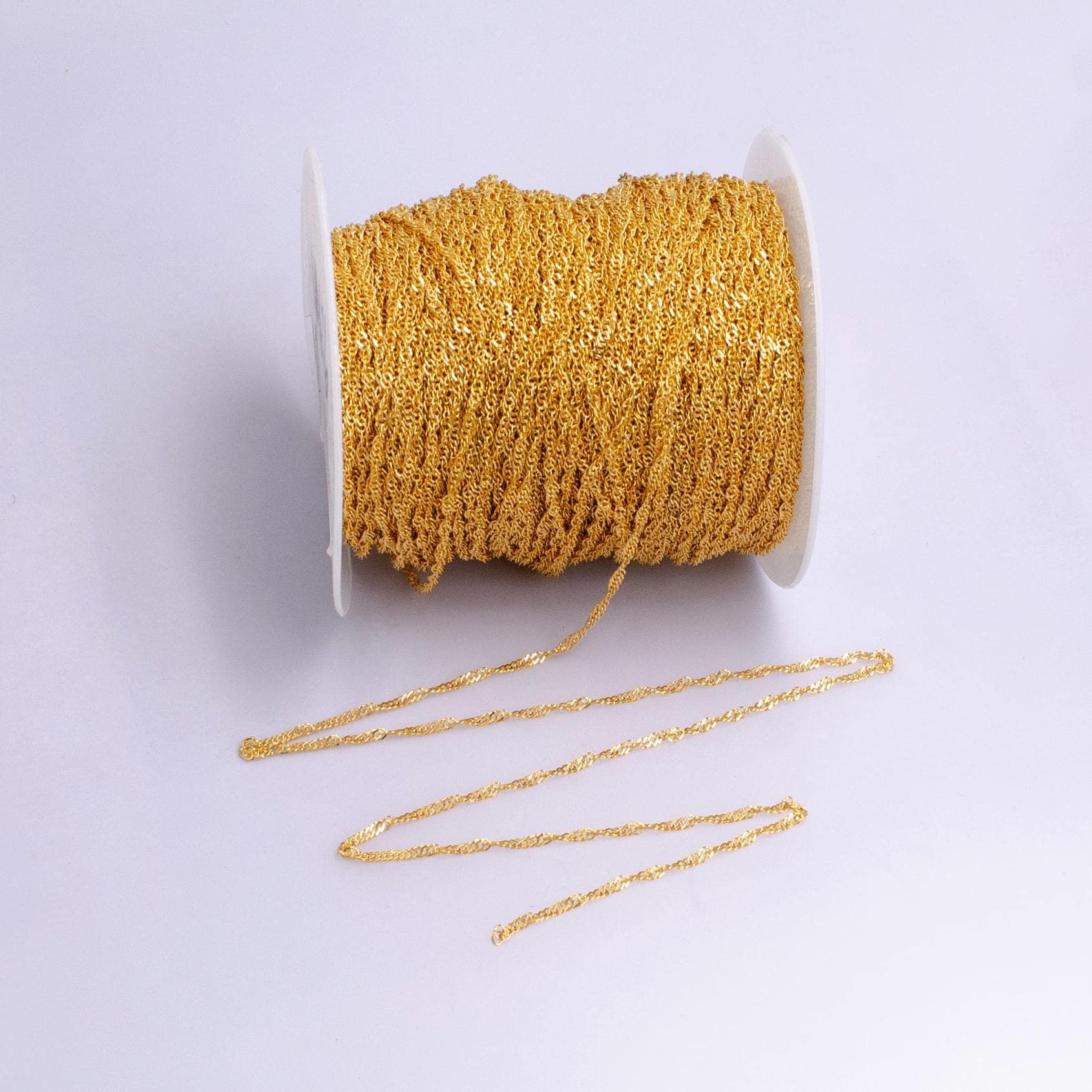 Singapore chain gold twist chain by yard wholesale 16k gold filled chain for jewelry making supply roll-1535