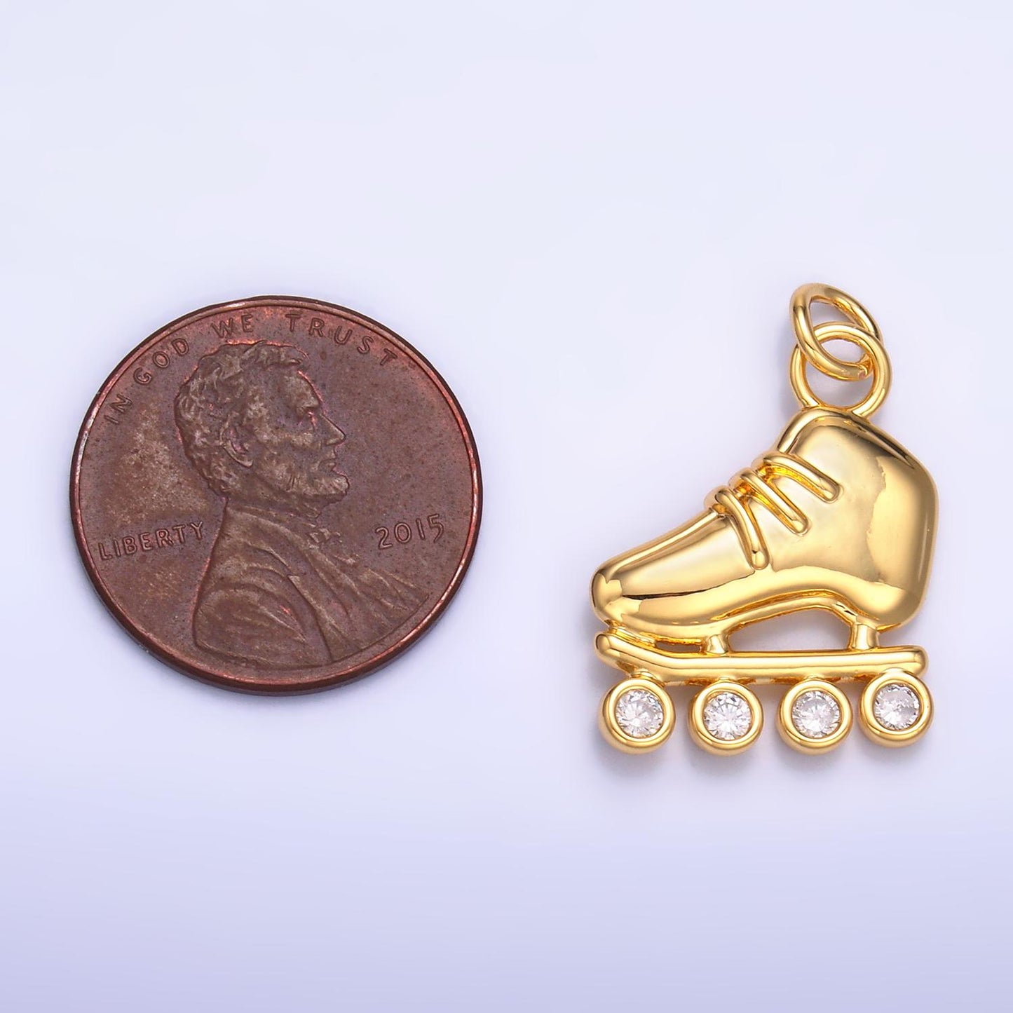 Mini Gold Inline Skate Charm, Silver Rollerblade Charm for Necklace or Bracelet Skater Charm Retro Roller Blade Shoe Charm W337
