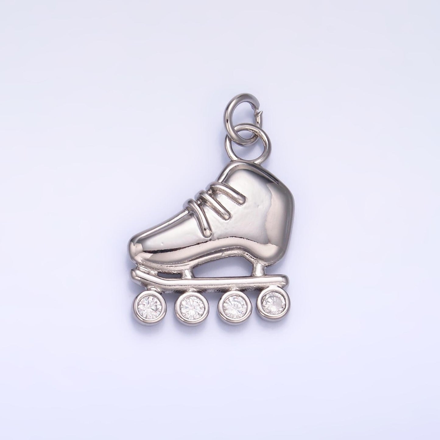 Mini Gold Inline Skate Charm, Silver Rollerblade Charm for Necklace or Bracelet Skater Charm Retro Roller Blade Shoe Charm W337
