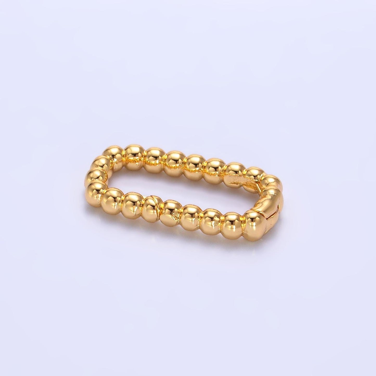 Dainty oval gold push gate ring 24k gold filled oval ball beaded ring charm holder enhanced link connector for jewelry making supply z1021
