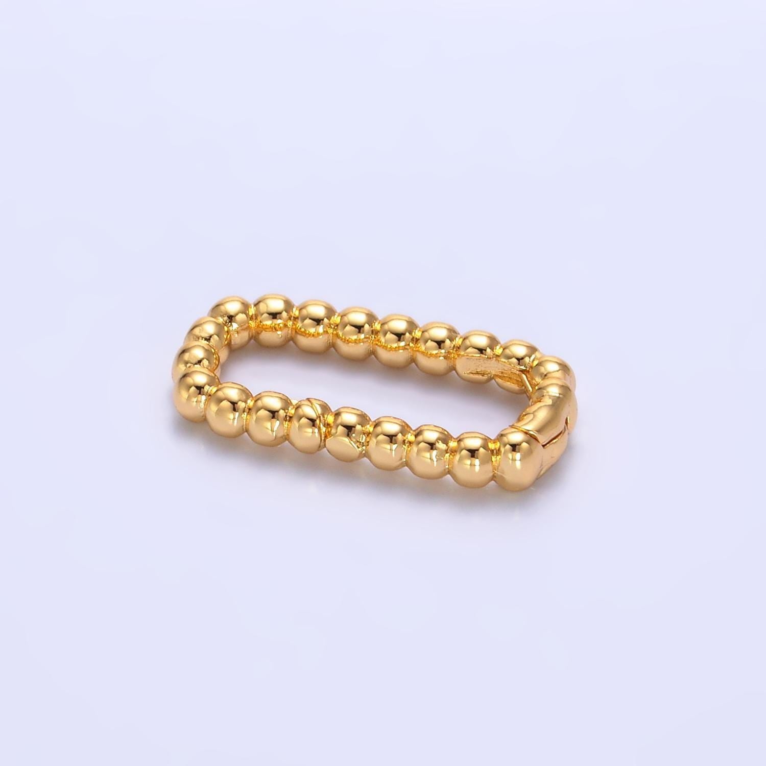 Dainty oval gold push gate ring 24k gold filled oval ball beaded ring charm holder enhanced link connector for jewelry making supply z1021