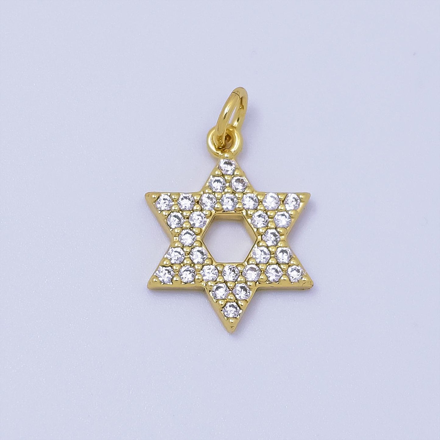 CZ Gold Star of David, Hanukkah, Jewish Symbol, Hebrew, Judaism Charm for Jewelry Making | C-173
