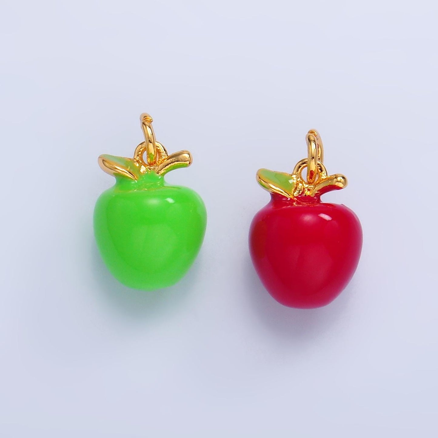 24k gold filled red washington apple Charm Green Apple Fuji Pendant Food fruit charm | W344