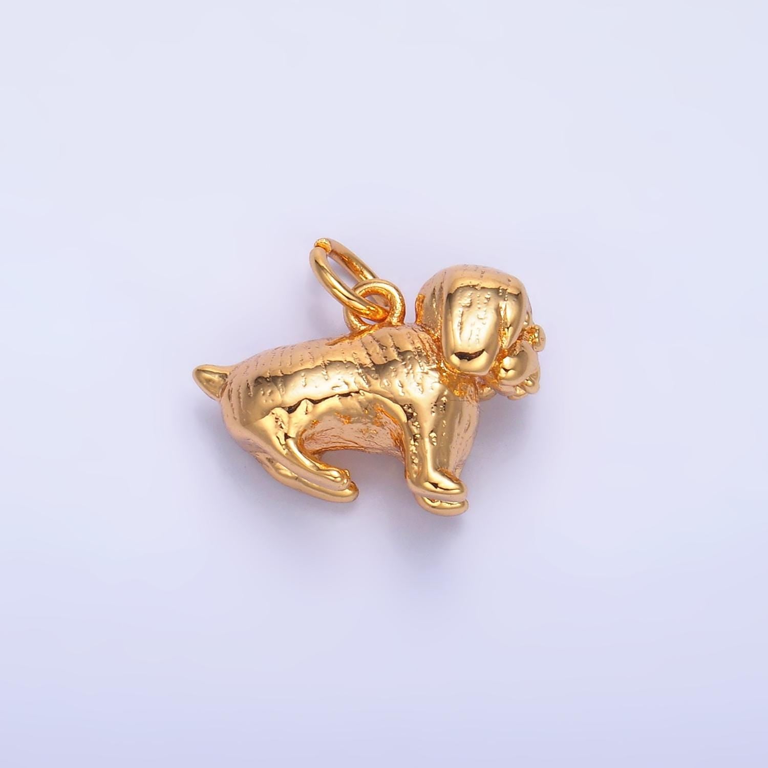 24K Gold Filled Small Dog Charm 11x16mm Charm Silver Puppy Dog Bracelet Necklace Pendant Animal Charms W390