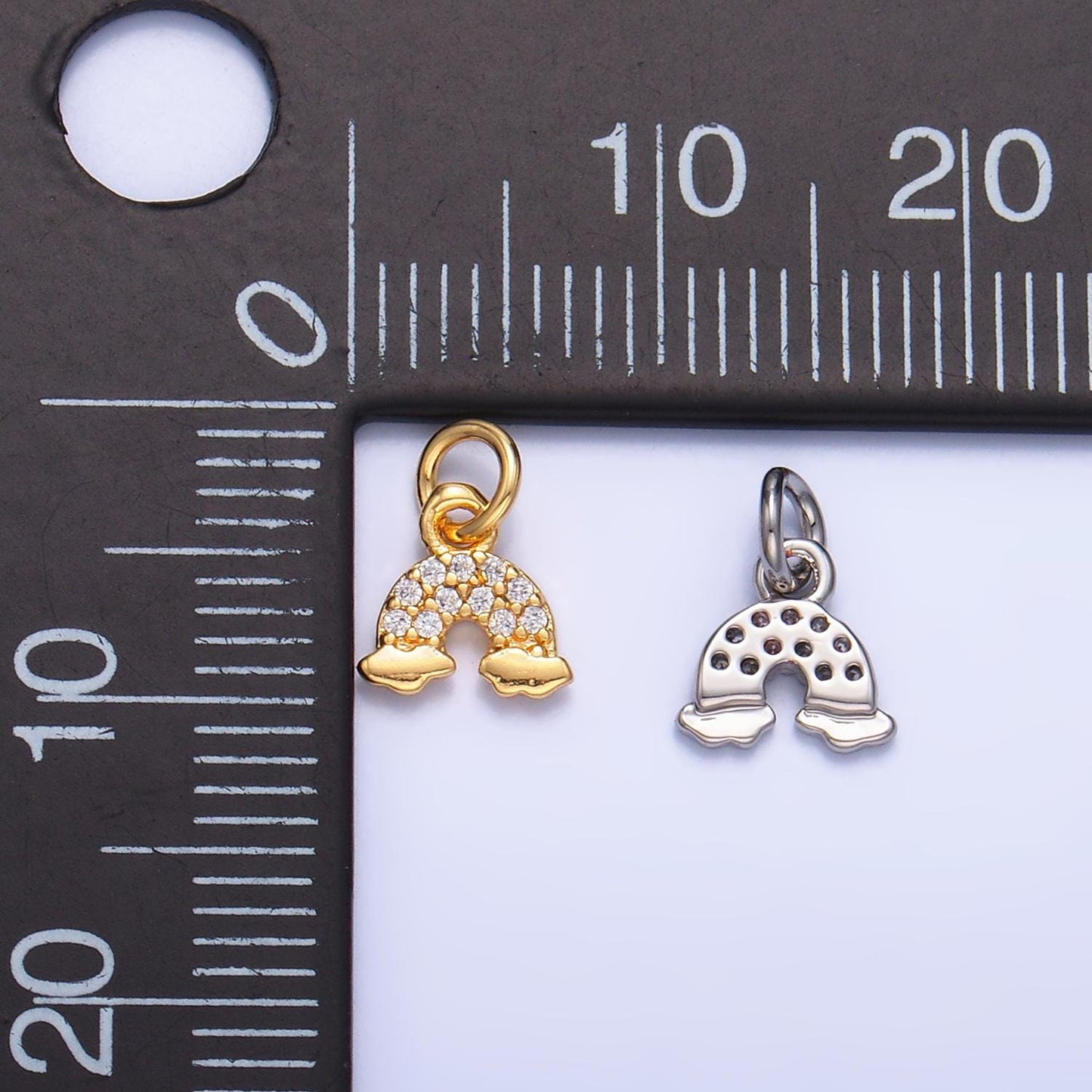 Mini Silver Rainbow Charms 24K Gold Filled CZ Cloud Pendant Charm Bracelet Necklace for DIY Jewelry Making Supply W378