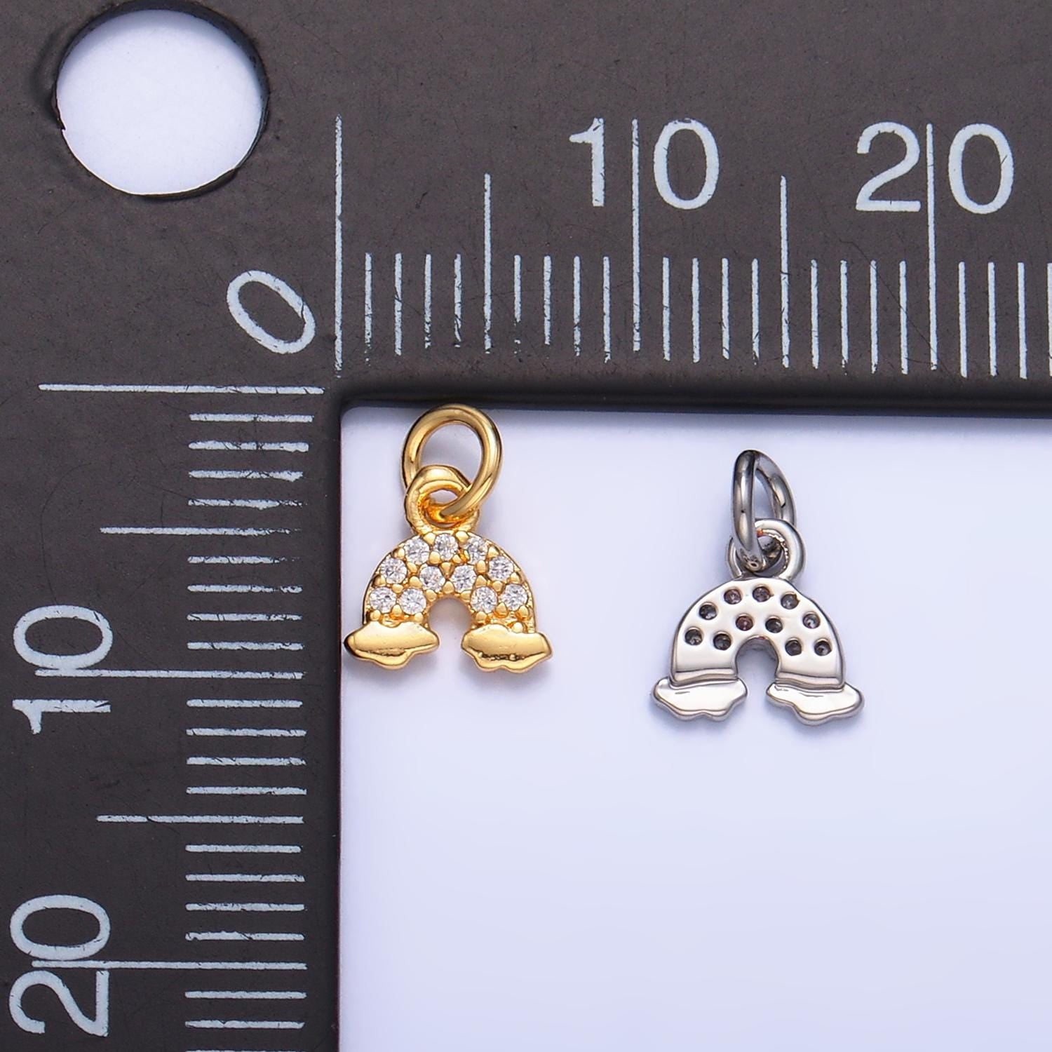 Mini Silver Rainbow Charms 24K Gold Filled CZ Cloud Pendant Charm Bracelet Necklace for DIY Jewelry Making Supply W378