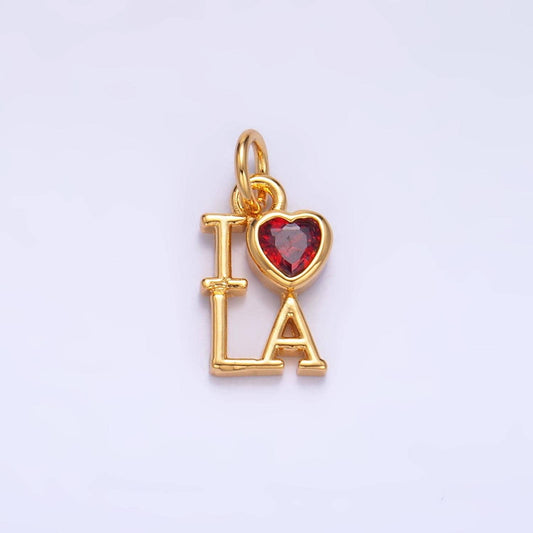 Mini red heart cz gold los angeles charm i love la minimalist jewelry micro cz pave la state sign travel pendants for necklace bracelet w322