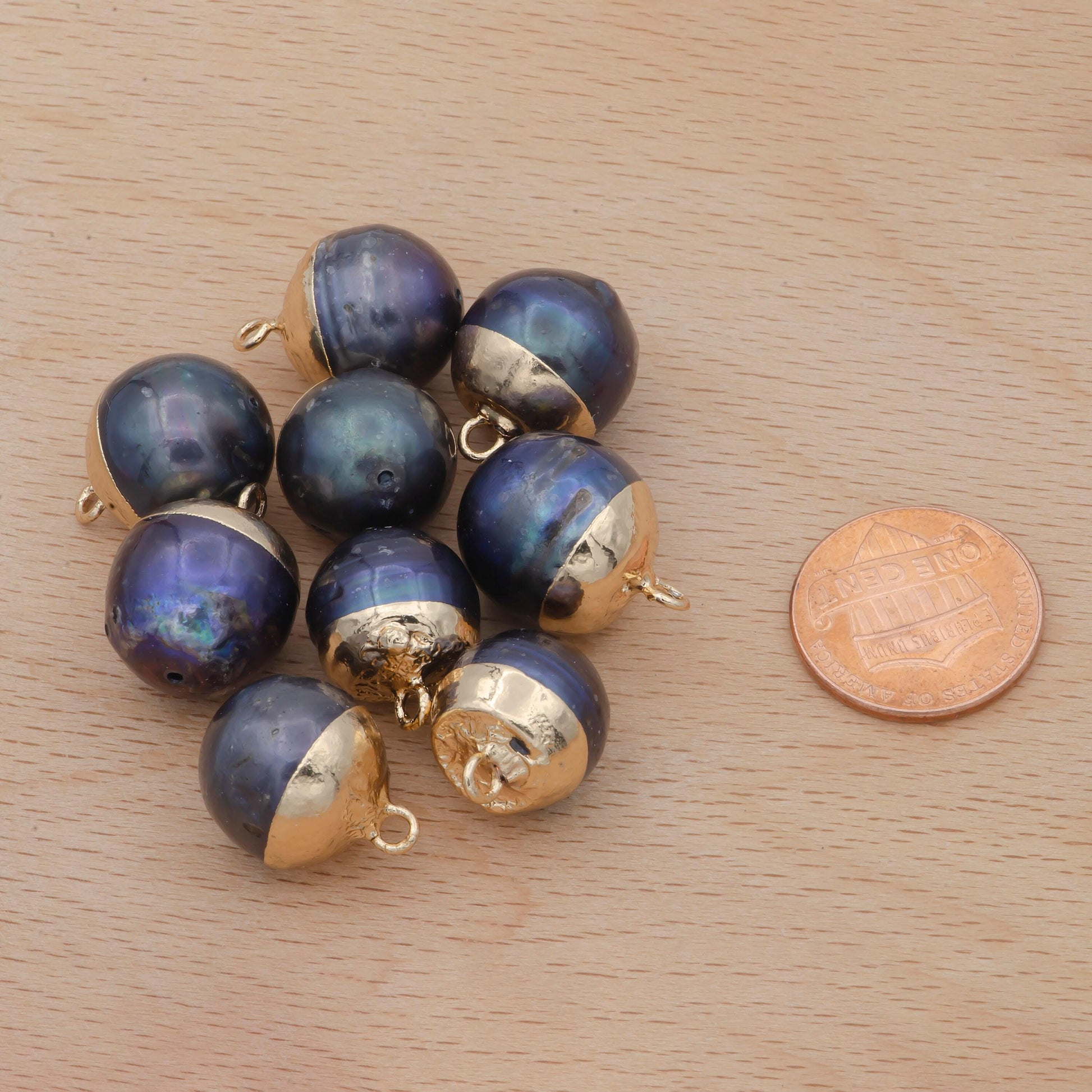 1x peacock iridescent rainbow freshwater pearl charm with gold plated edges for wedding minimalist elegant jewelry supply p-1819