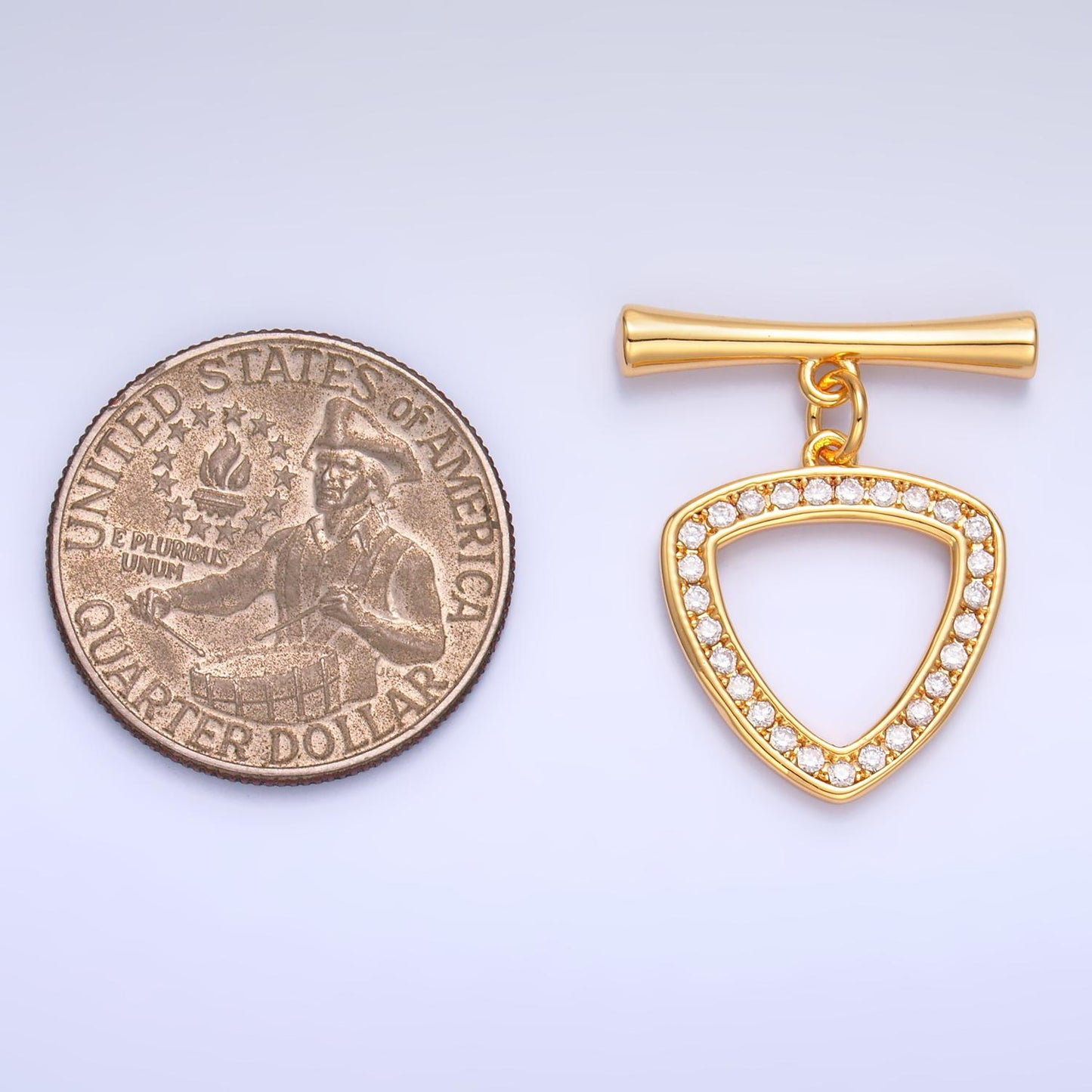 Gold micro pave cubic zirconia cz stones Triangle toggle clasp, jewelry clasp ot clasp findings | Z-1032