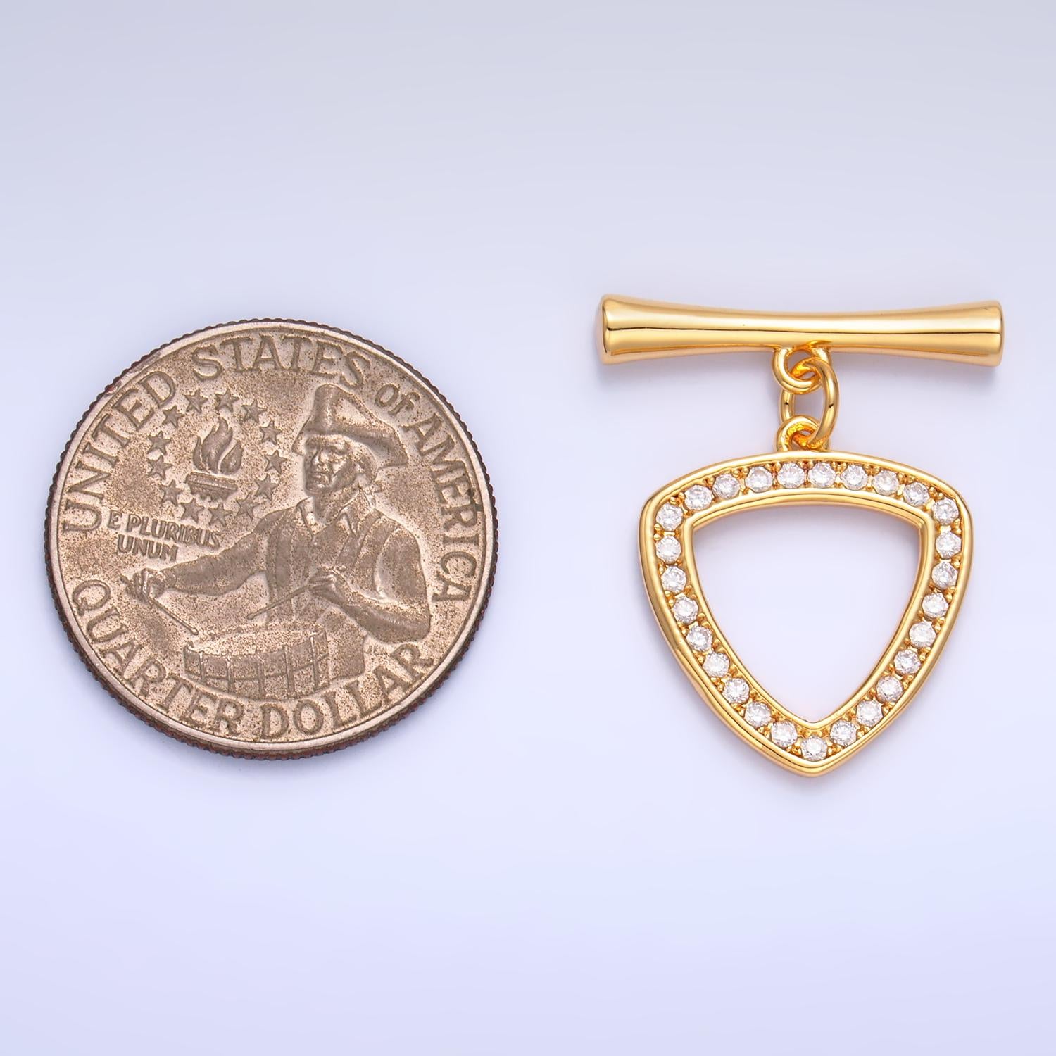 Gold micro pave cubic zirconia cz stones Triangle toggle clasp, jewelry clasp ot clasp findings | Z-1032