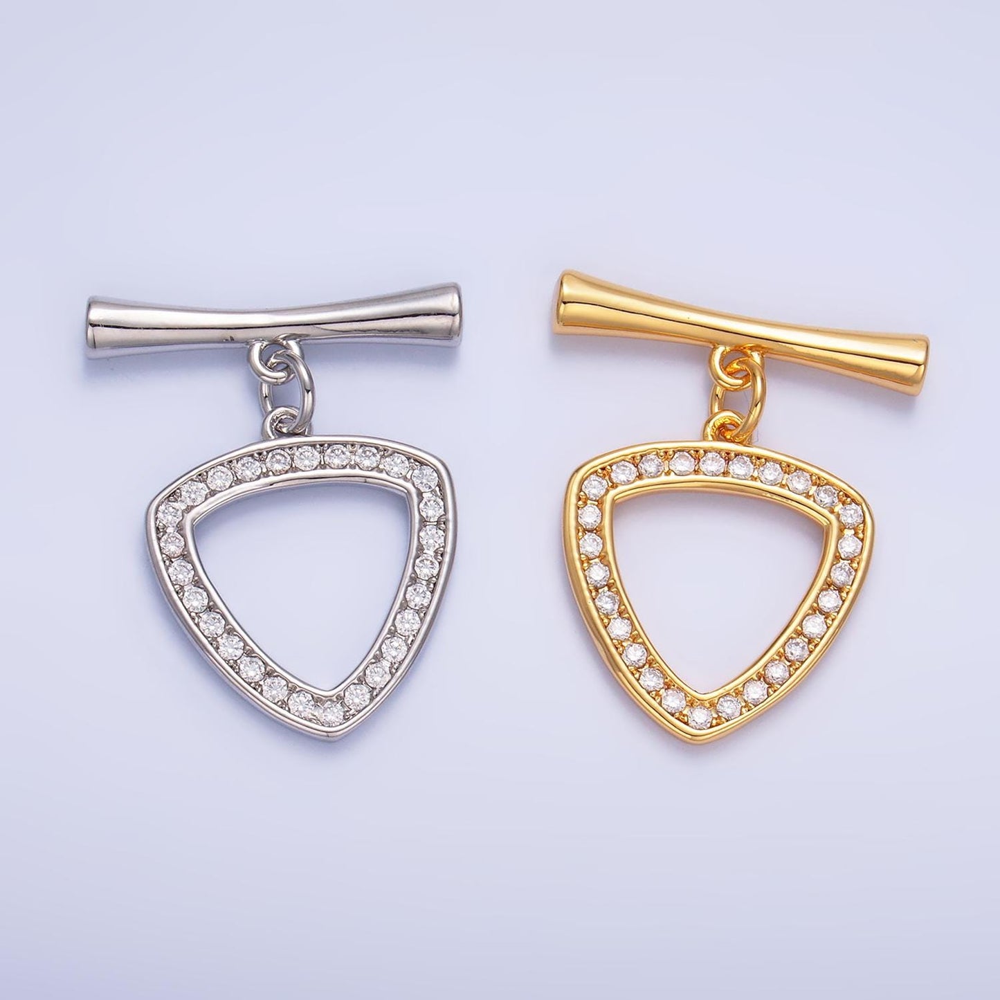 Gold micro pave cubic zirconia cz stones Triangle toggle clasp, jewelry clasp ot clasp findings | Z-1032