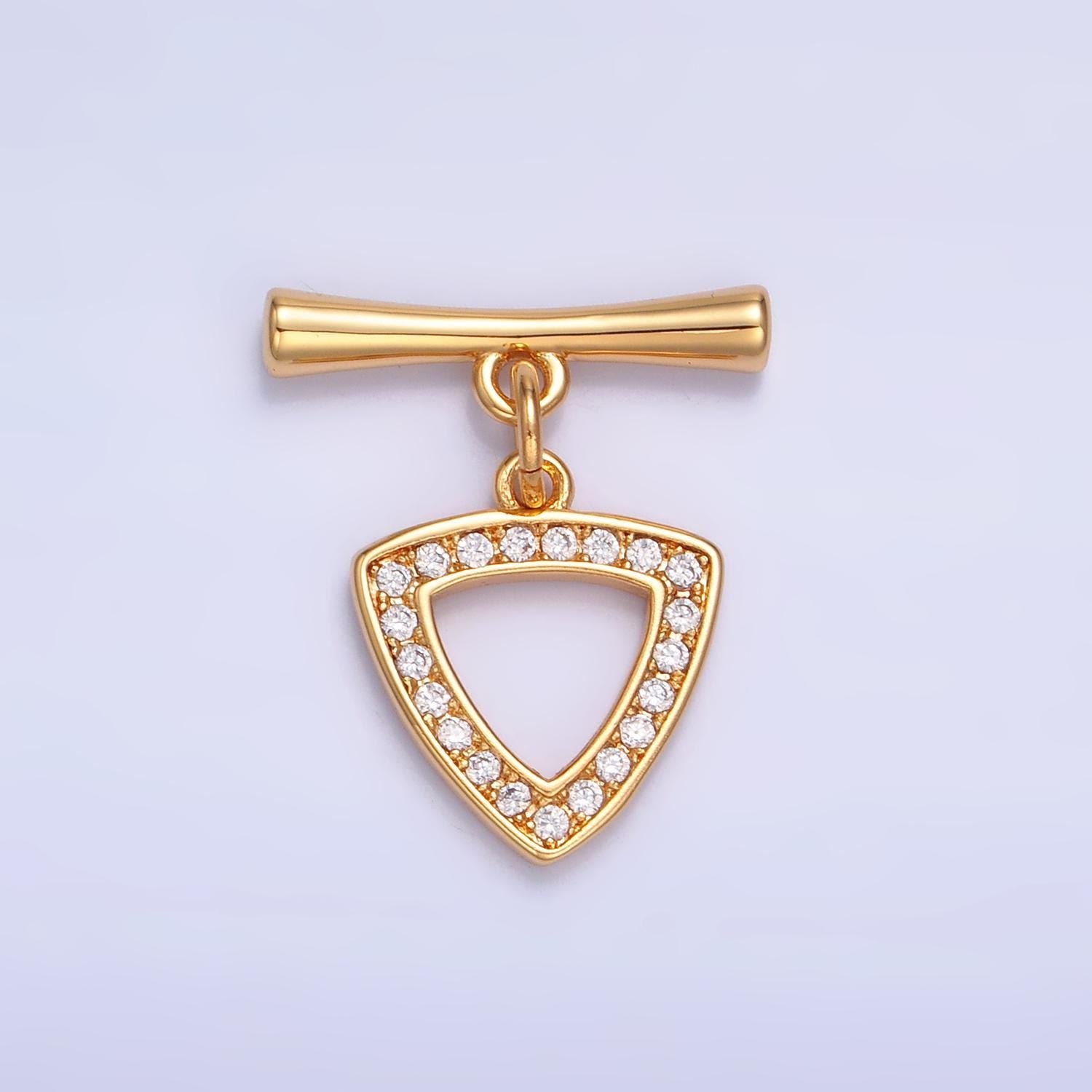 Mini Gold micro pave cubic zirconia cz stones Triangle toggle clasp, jewelry clasp ot clasp findings | Z-1033