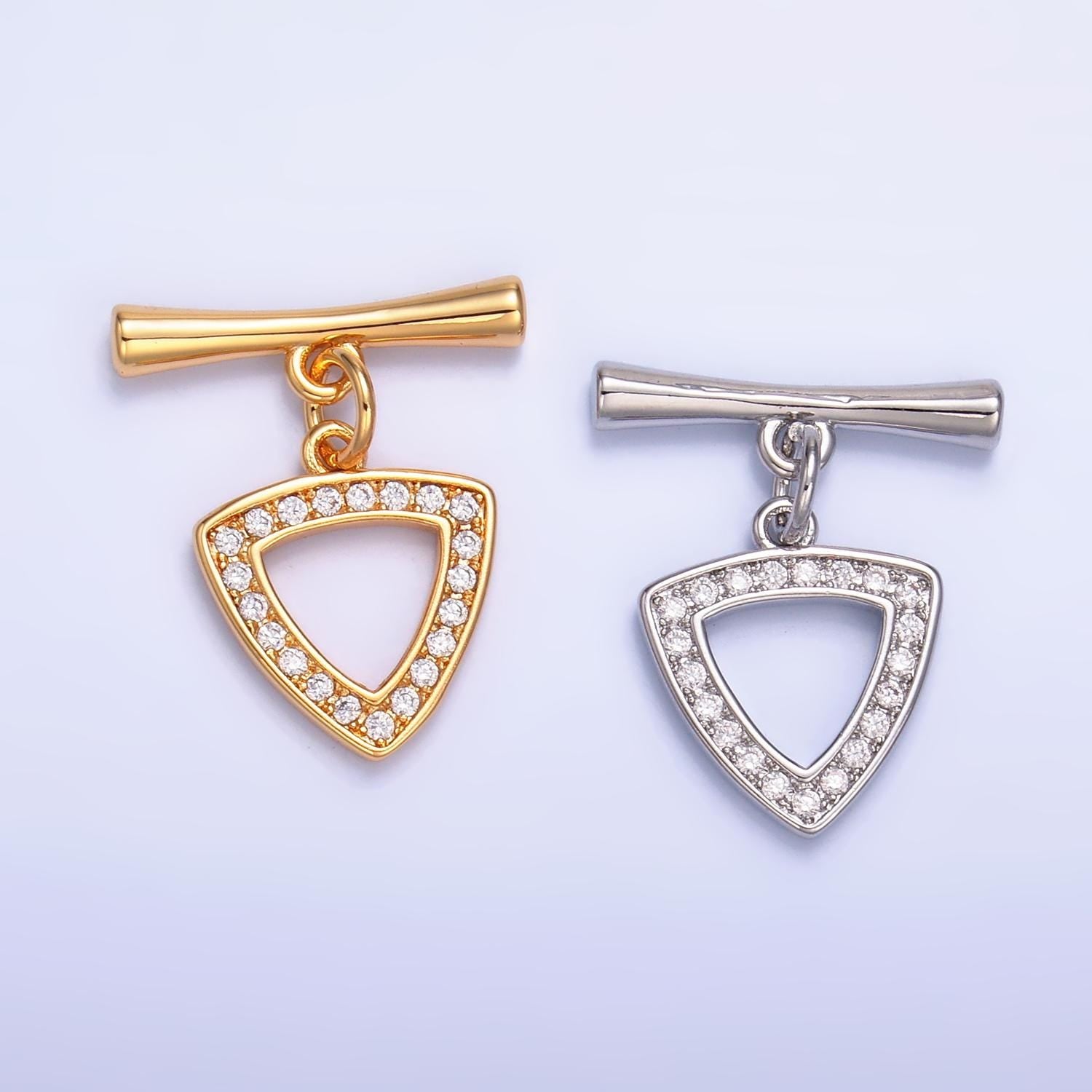 Mini Gold micro pave cubic zirconia cz stones Triangle toggle clasp, jewelry clasp ot clasp findings | Z-1033