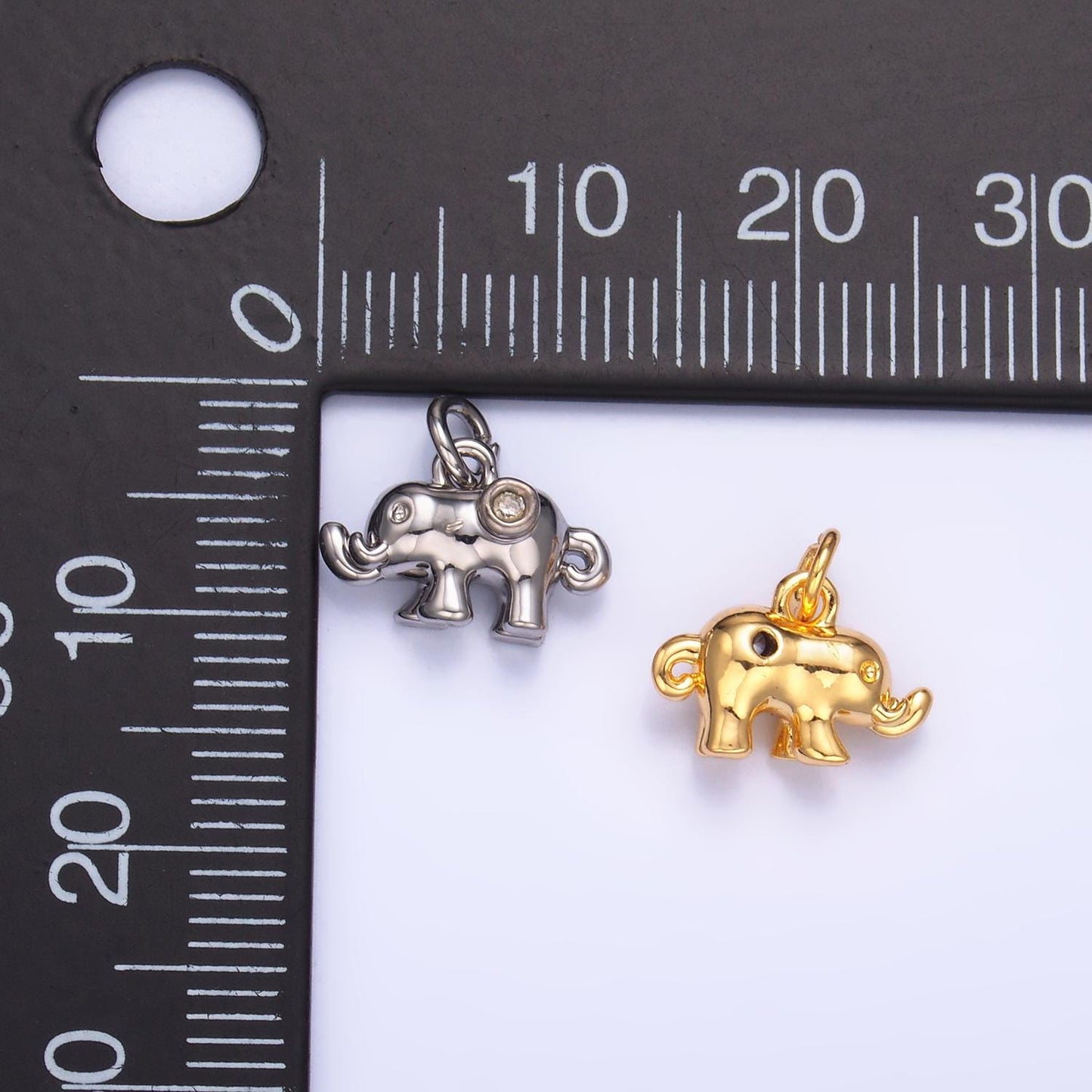 Mini gold elephant charm small dumbo charm safari animal charms 24k gold filled findings W400