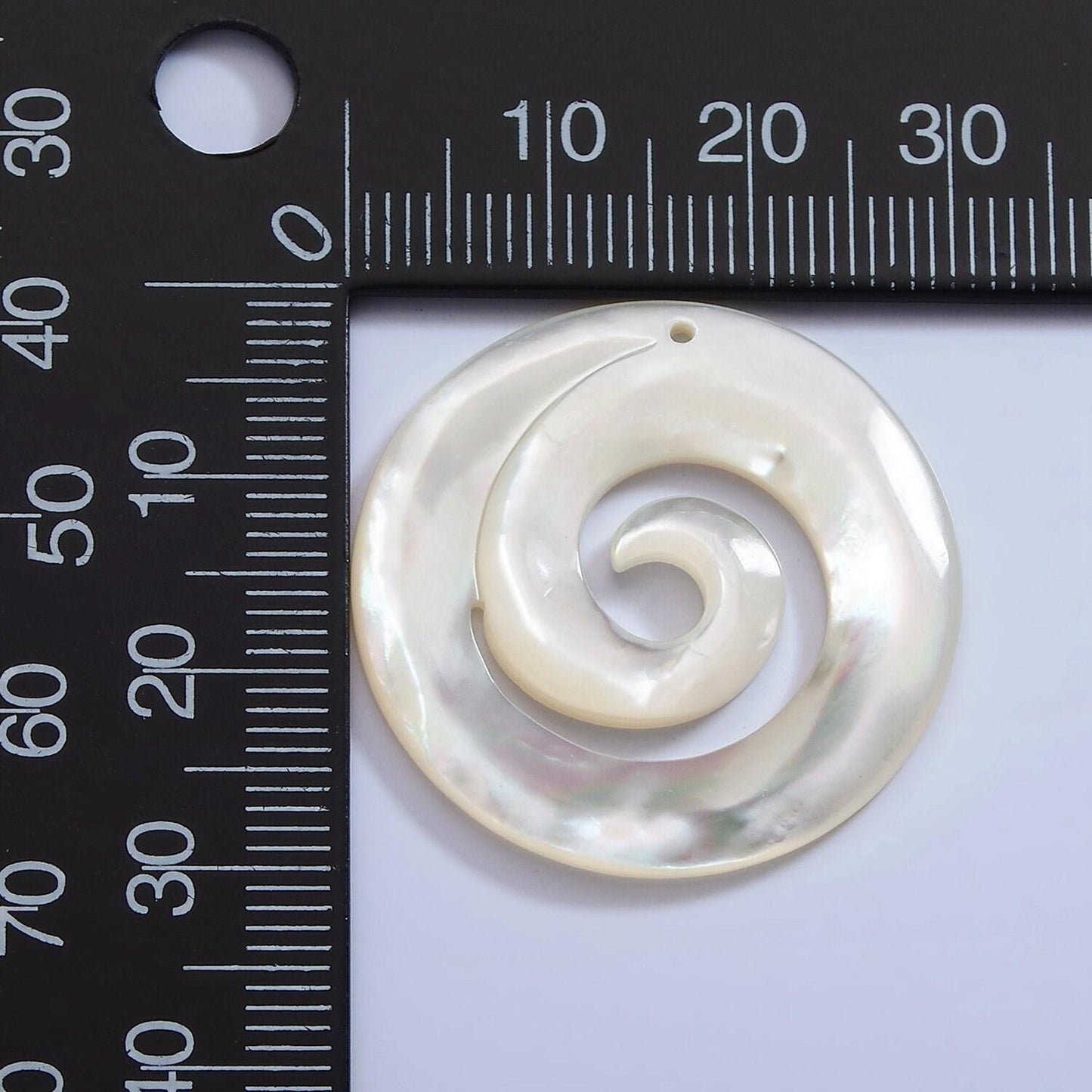 1x mop pearl round swirl pendants, white fresh water pearl coin charm spiral wave beach inspired for necklace earring supply 30mm size