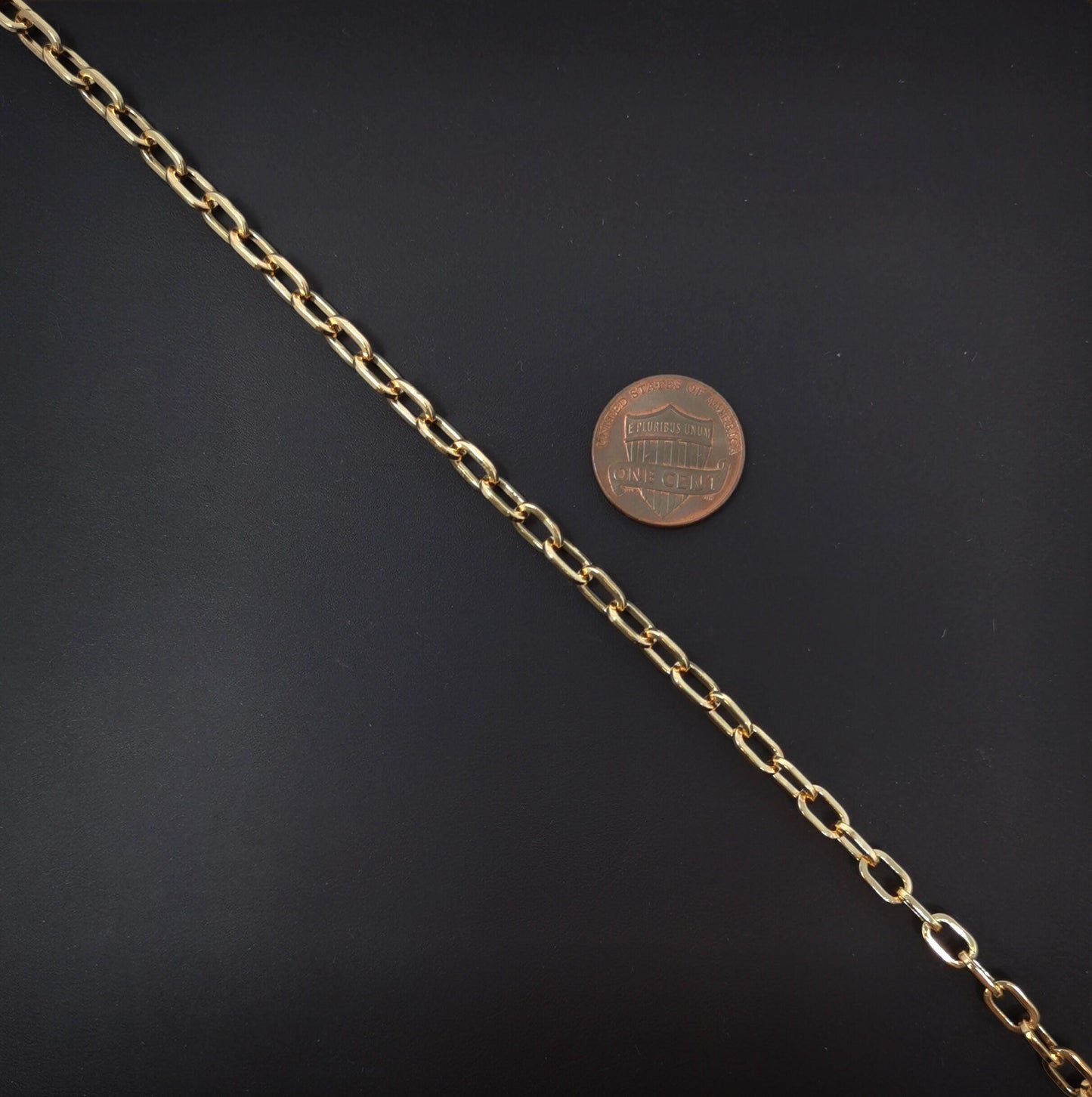 24k gold rolo cable chain by yard, oval link chain by foot,wholesale bulk roll chain for jewelry, thickness 0.9mm, roll-66