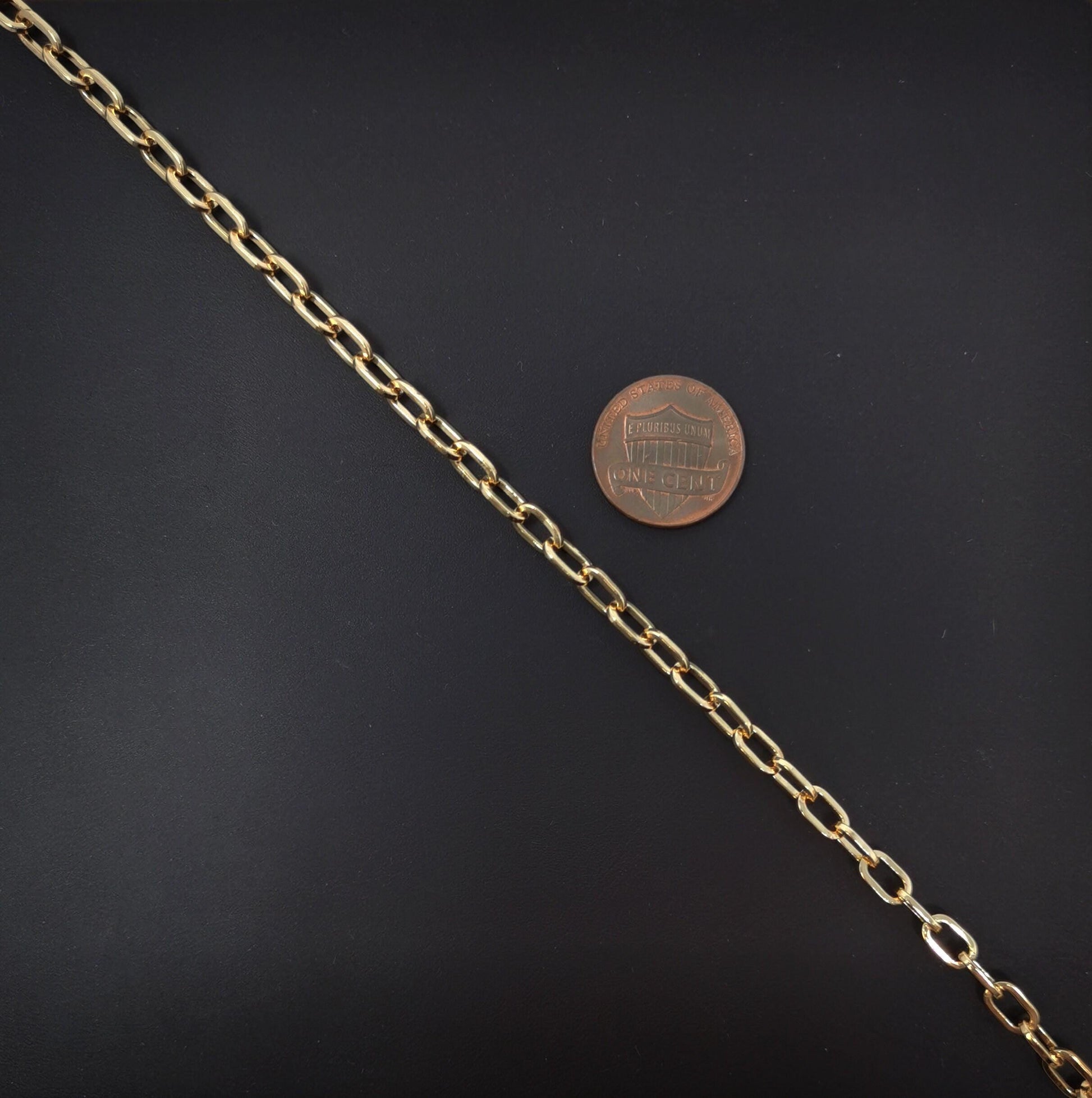 24k gold rolo cable chain by yard, oval link chain by foot,wholesale bulk roll chain for jewelry, thickness 0.9mm, roll-66