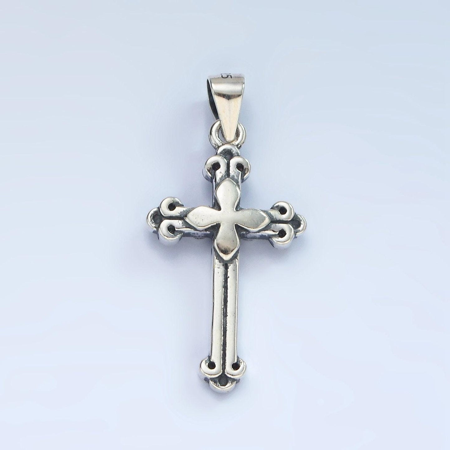 S925 sterling silver fleur passion cross charm religious pendant | sl-460