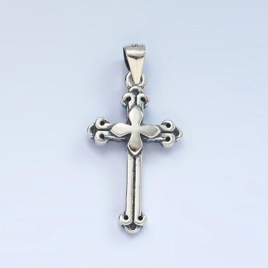 S925 sterling silver fleur passion cross charm religious pendant | sl-460